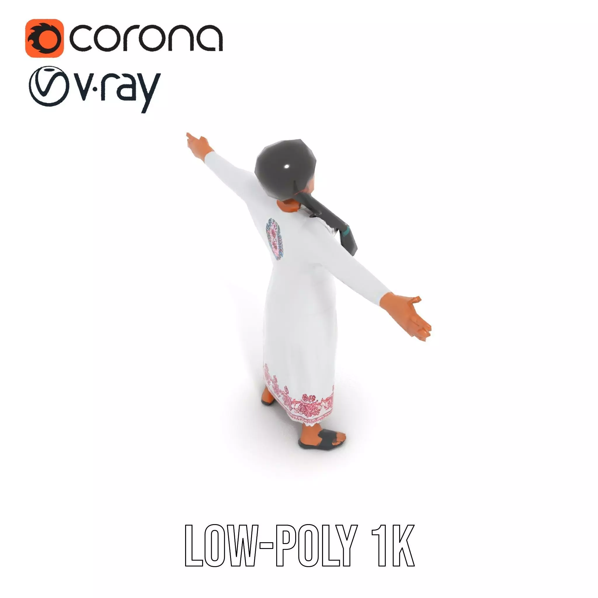 Traditional Embroidered Dress model pack Low-poly 3D model_16