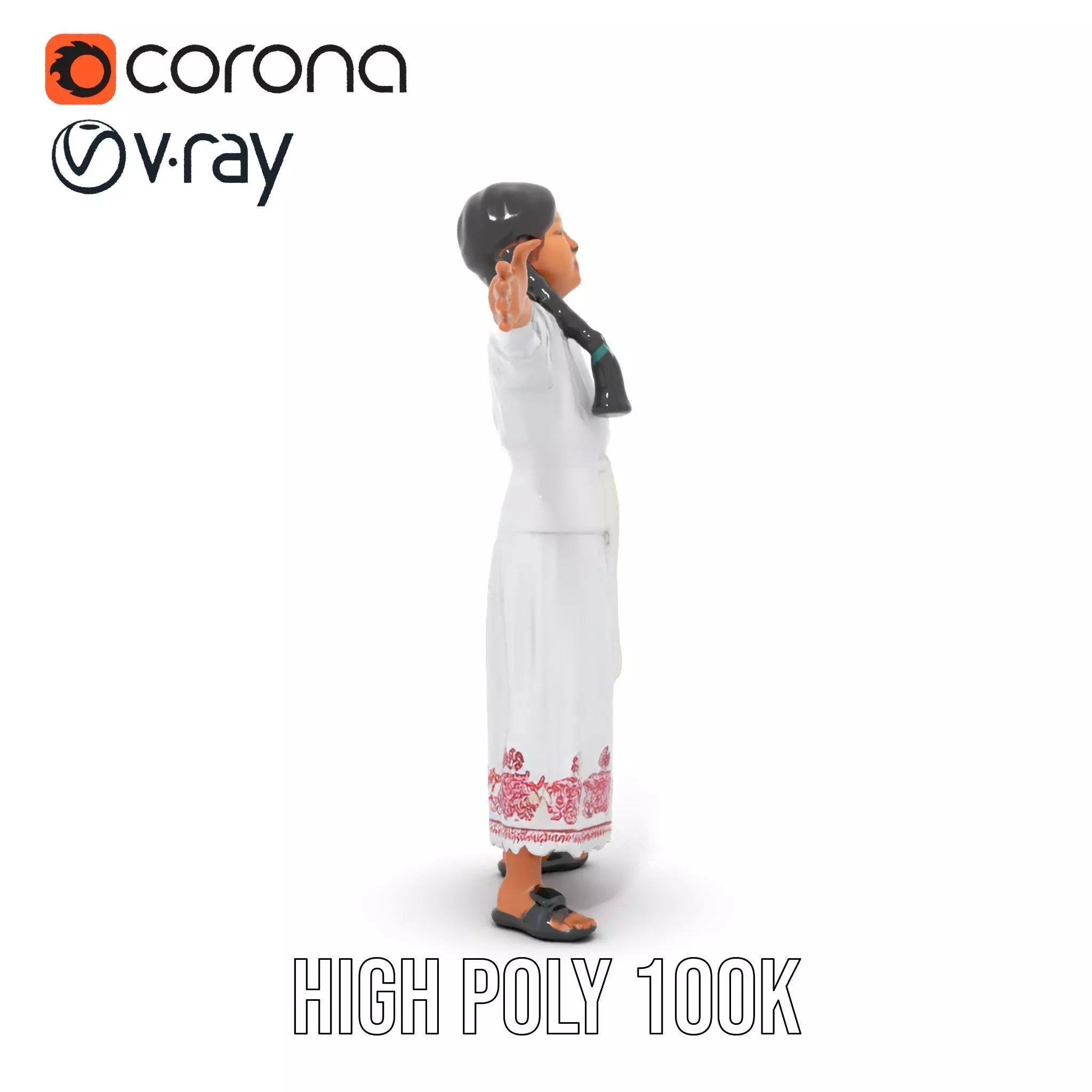 Traditional Embroidered Dress model pack Low-poly 3D model_17