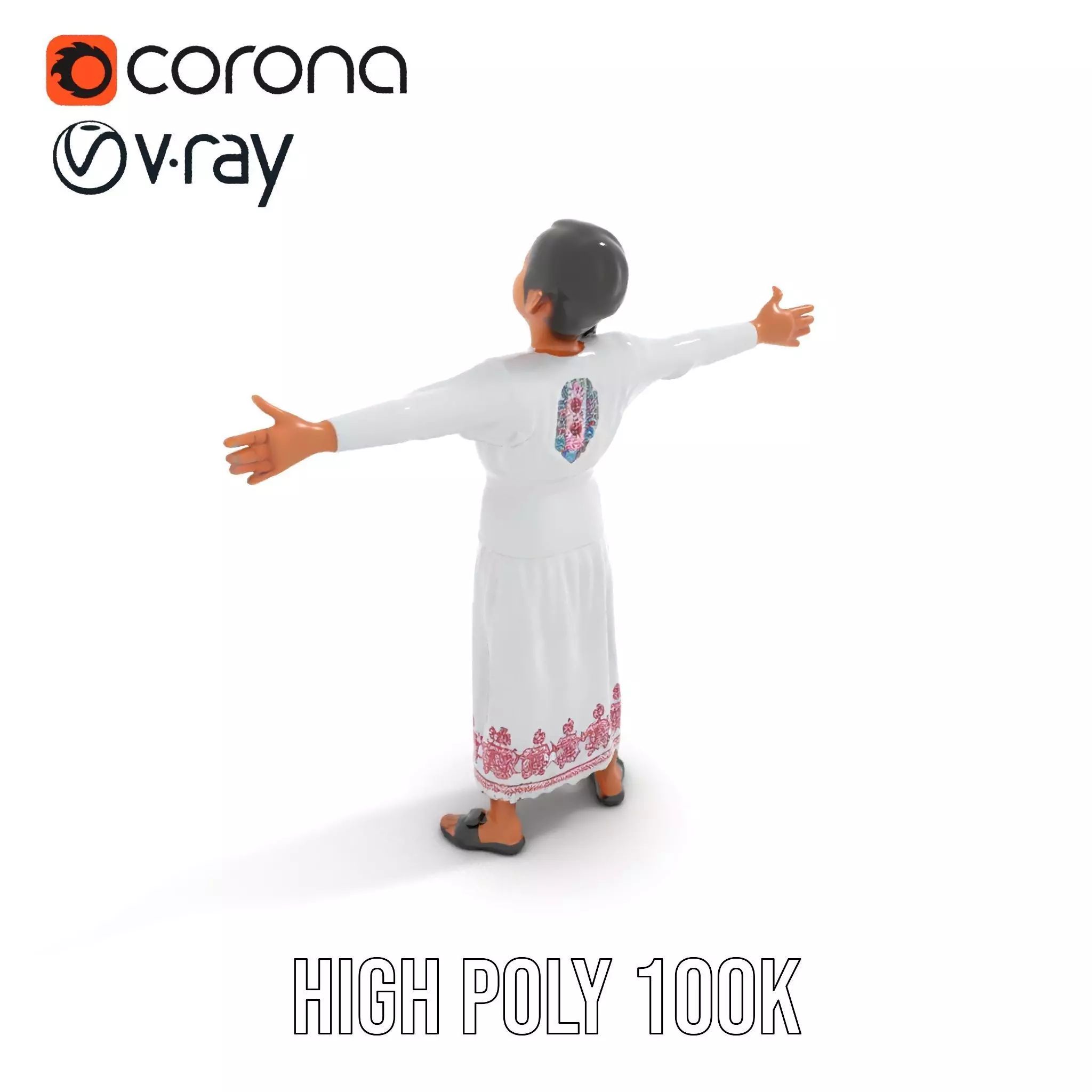 Traditional Embroidered Dress model pack Low-poly 3D model_32