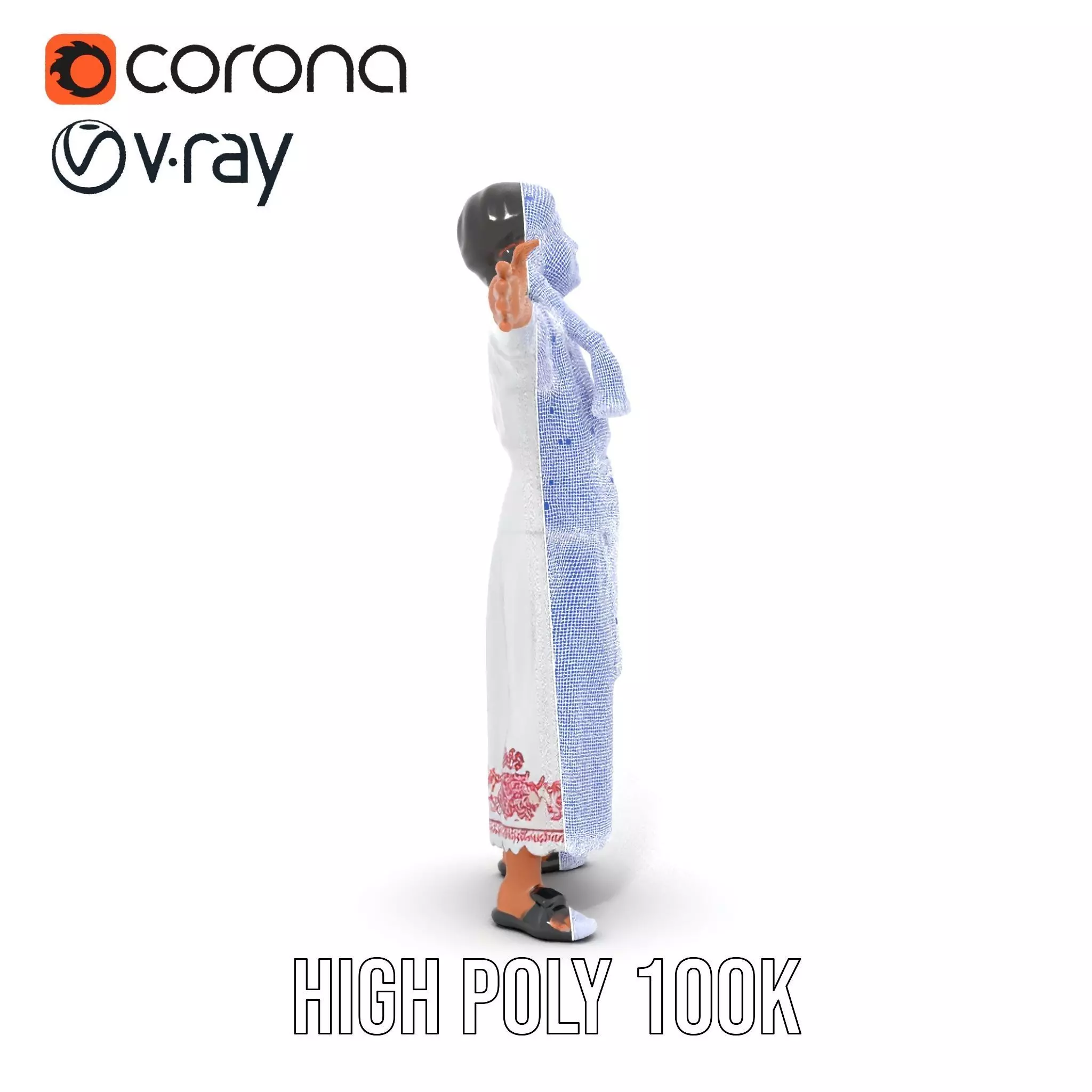 Traditional Embroidered Dress model pack Low-poly 3D model_34