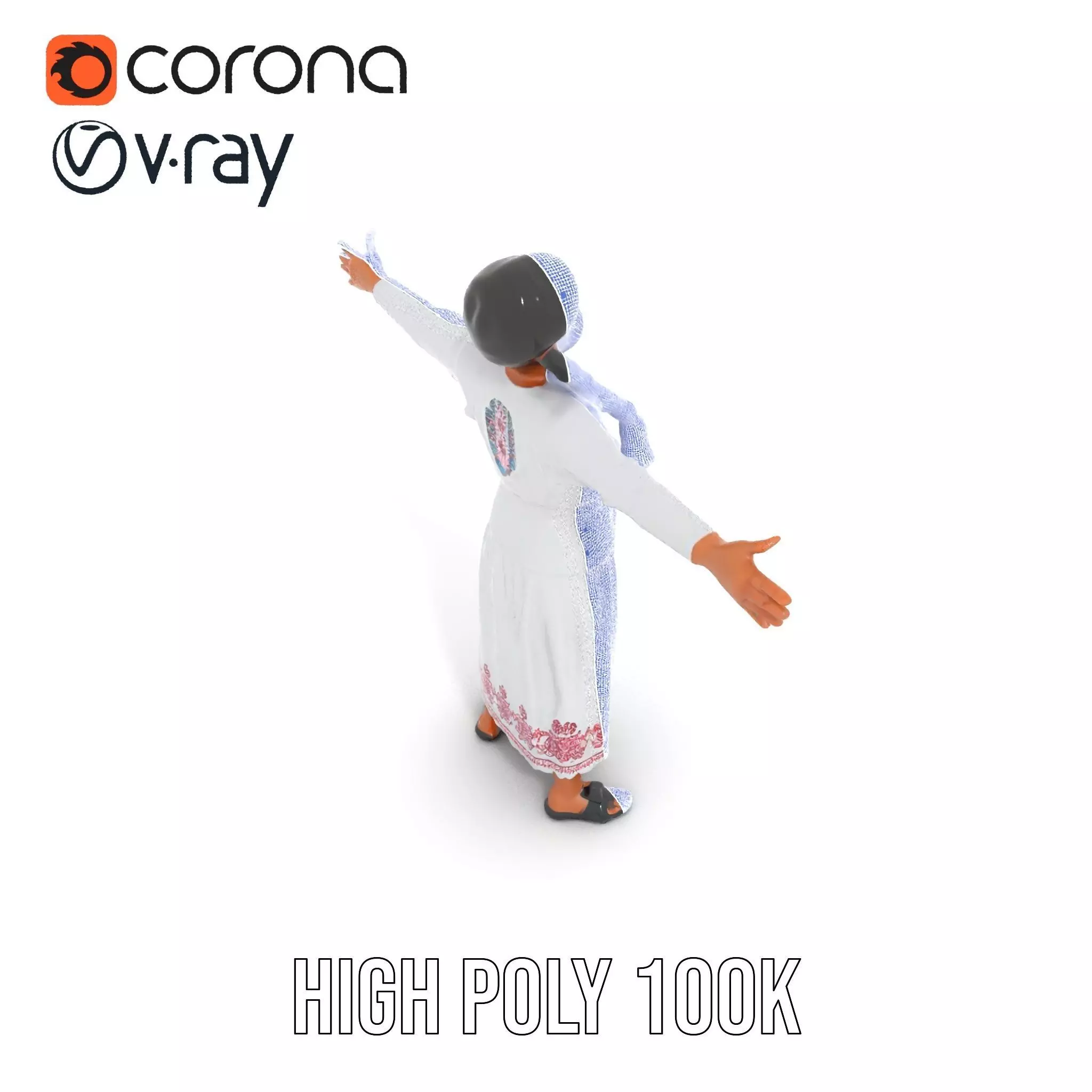 Traditional Embroidered Dress model pack Low-poly 3D model_23