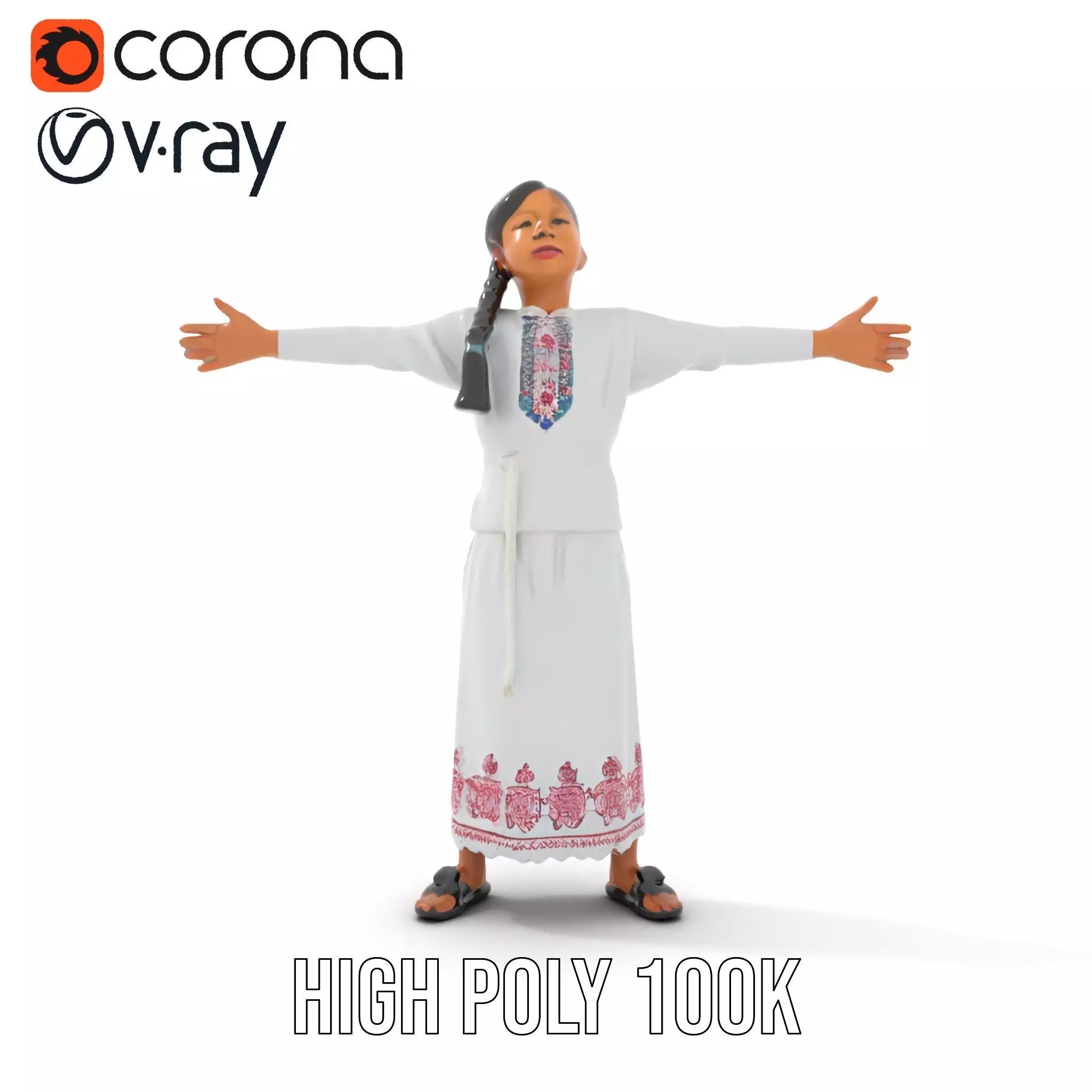 Traditional Embroidered Dress model pack Low-poly 3D model_20