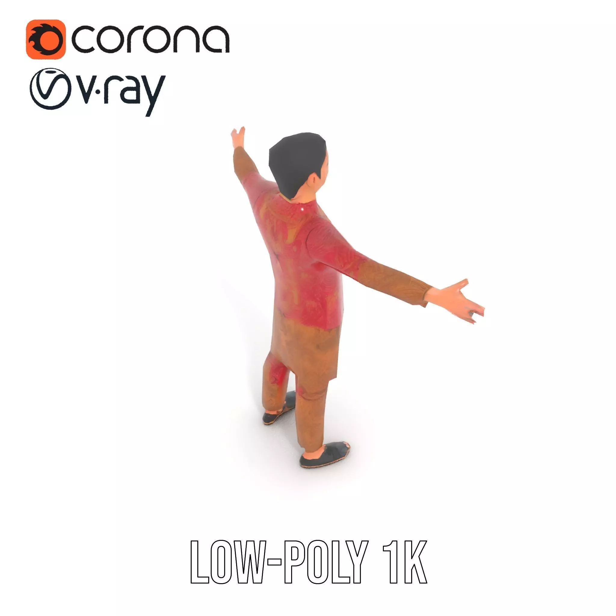 Intricate Batik Outfit model pack Low-poly 3D model_30