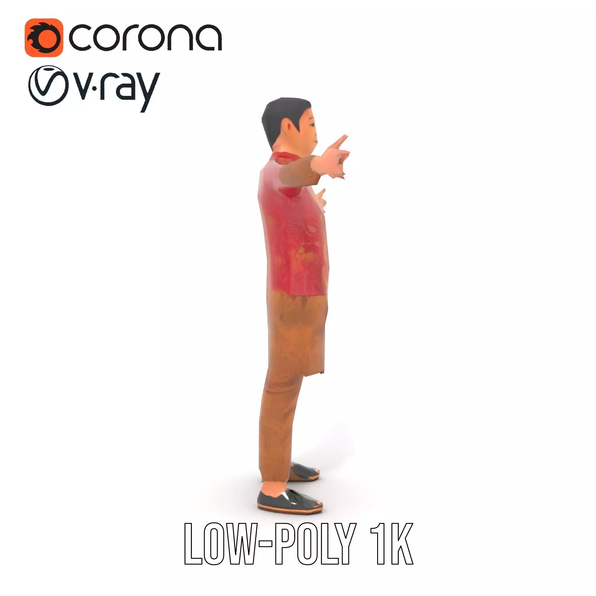 Intricate Batik Outfit model pack Low-poly 3D model_9