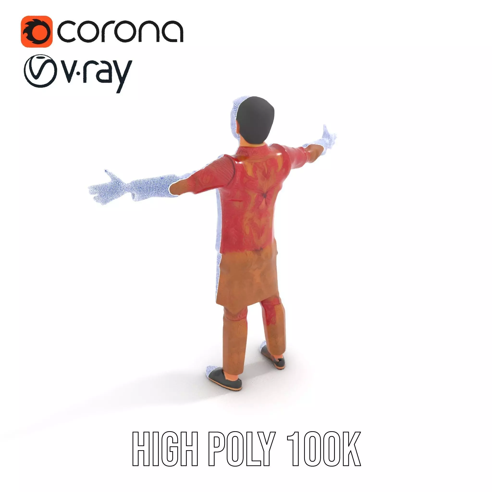 Intricate Batik Outfit model pack Low-poly 3D model_31