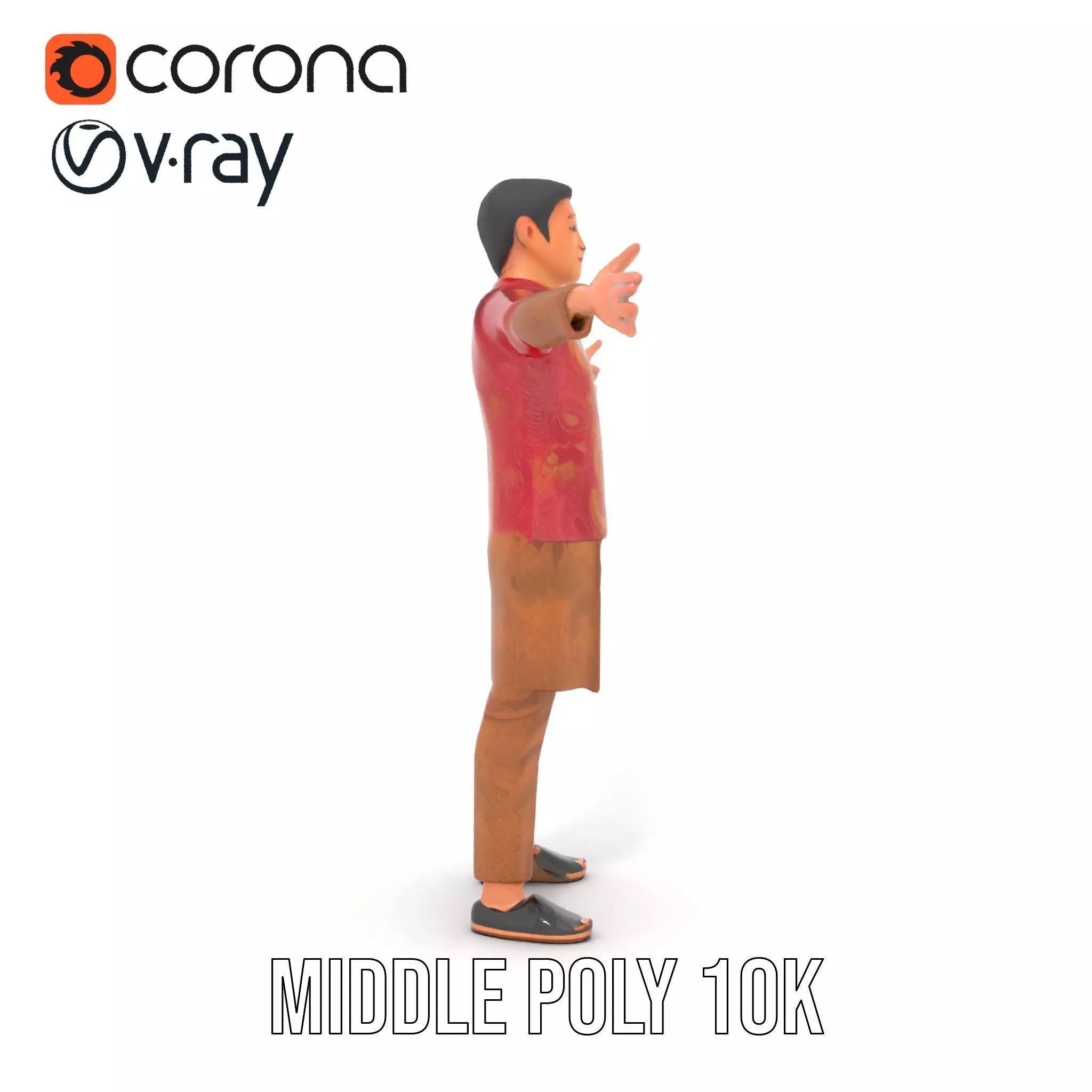 Intricate Batik Outfit model pack Low-poly 3D model_15