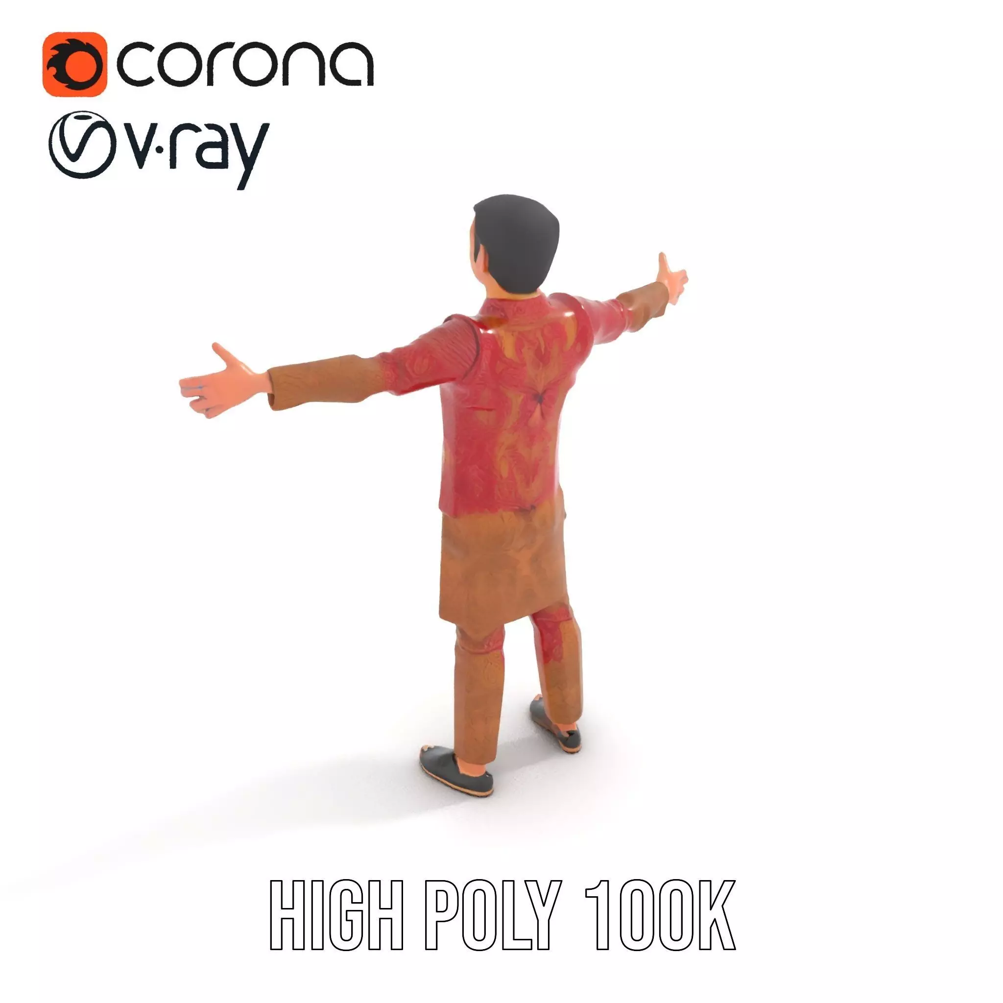 Intricate Batik Outfit model pack Low-poly 3D model_19