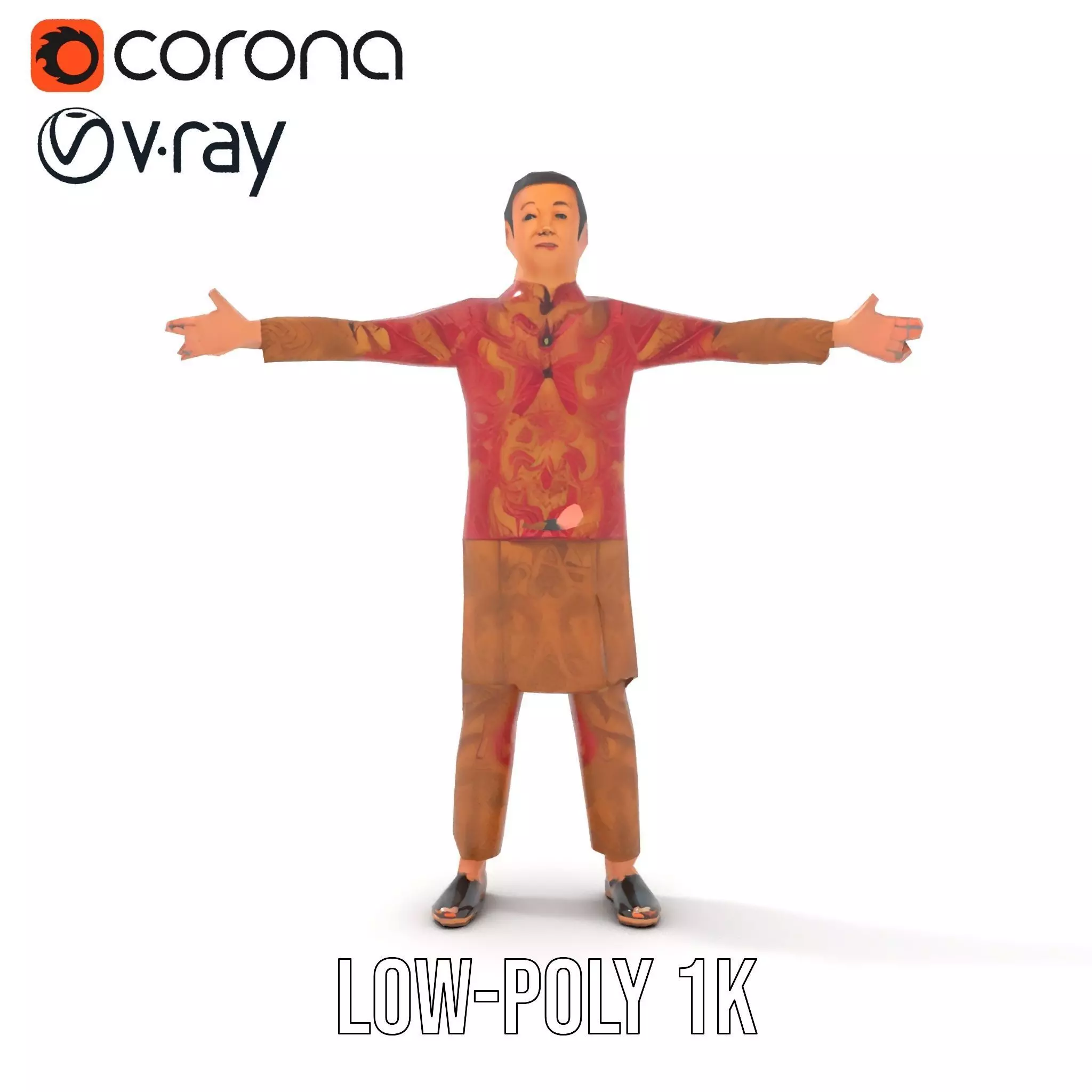 Intricate Batik Outfit model pack Low-poly 3D model_7