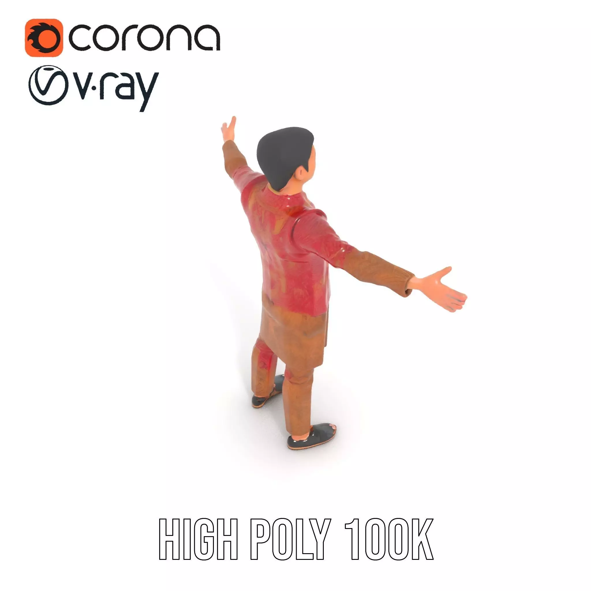 Intricate Batik Outfit model pack Low-poly 3D model_25