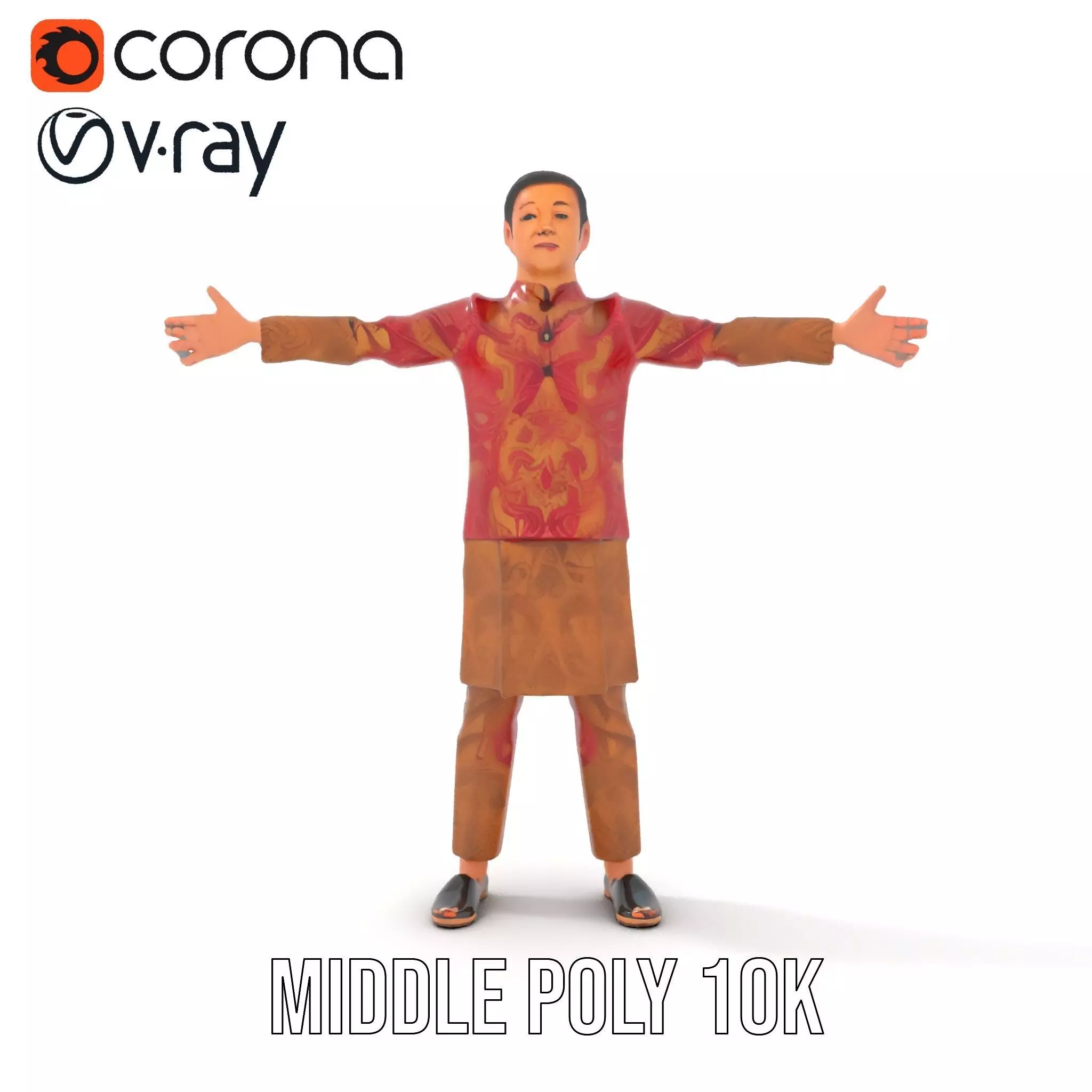 Intricate Batik Outfit model pack Low-poly 3D model_13
