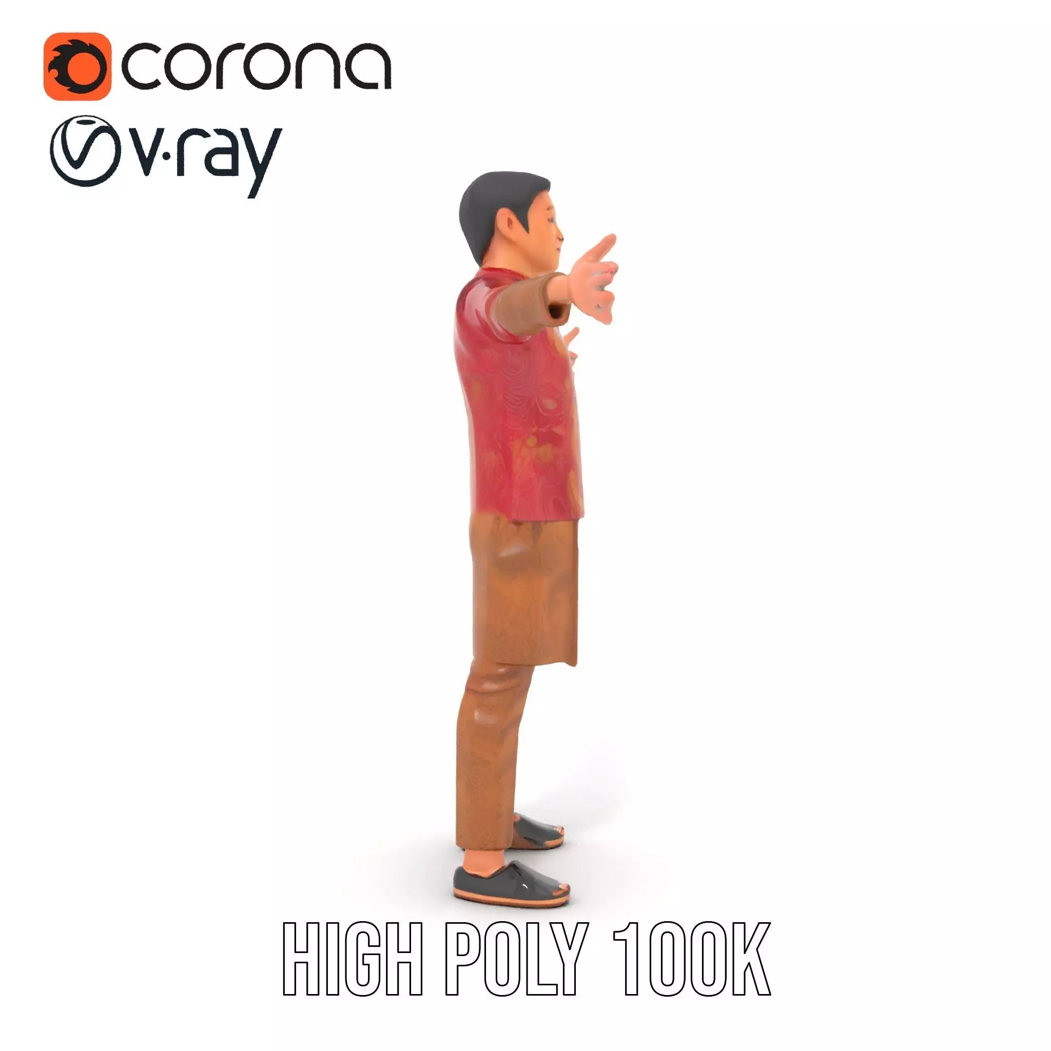 Intricate Batik Outfit model pack Low-poly 3D model_28