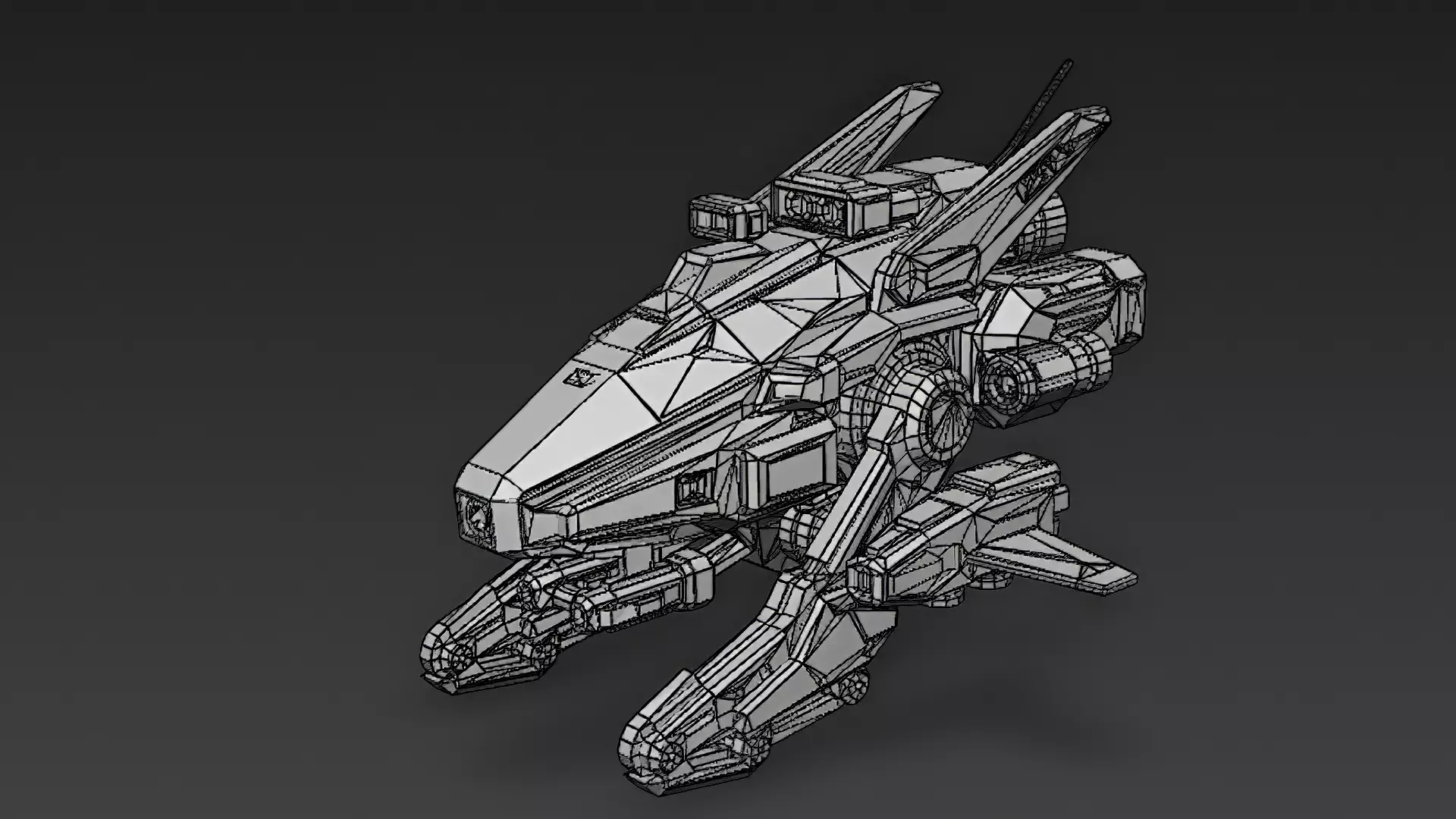 Futuristic Cyber Military Drone Aircraft PBR 3D Model Low-poly 3D model_10