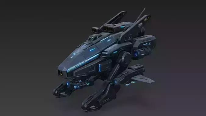 Futuristic Cyber Military Drone Aircraft PBR 3D Model Low-poly 3D model