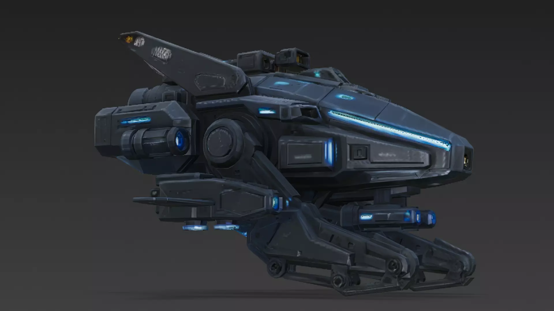 Futuristic Cyber Military Drone Aircraft PBR 3D Model Low-poly 3D model_2