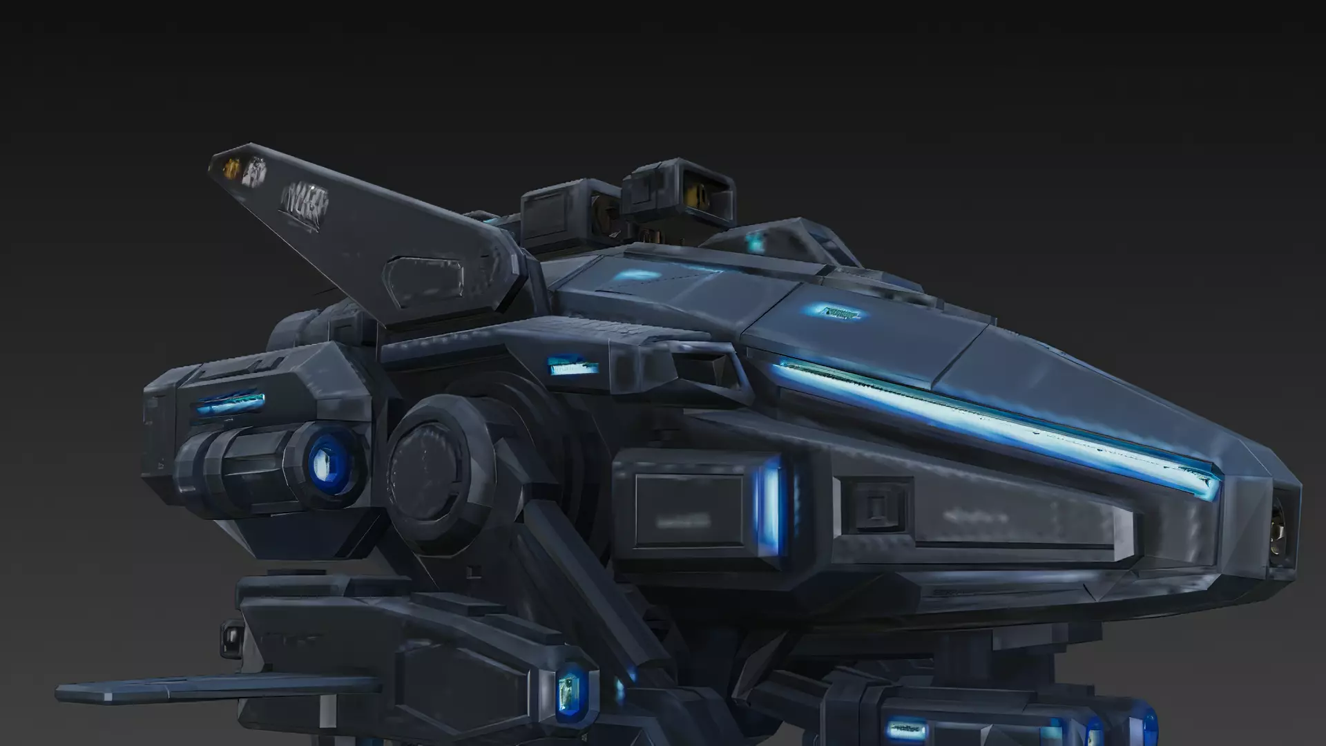 Futuristic Cyber Military Drone Aircraft PBR 3D Model Low-poly 3D model_6