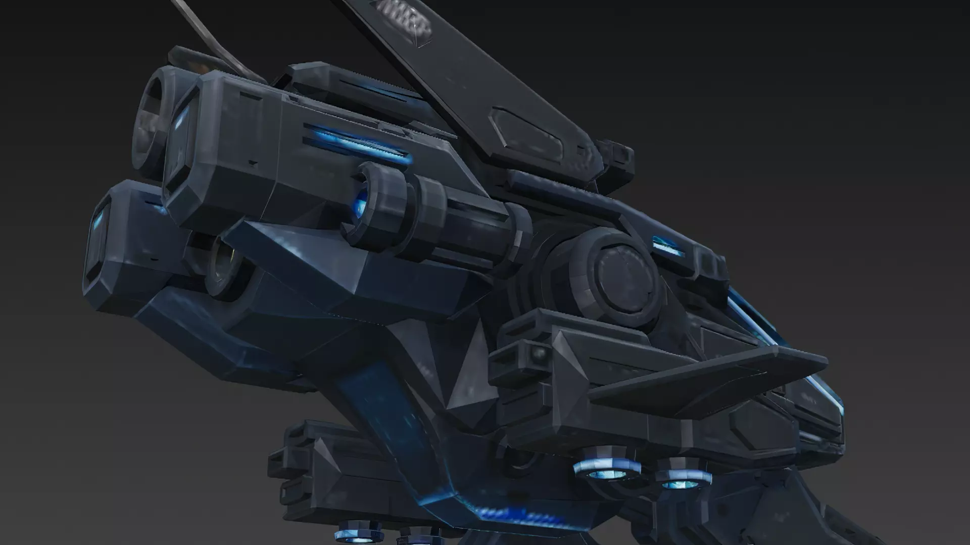 Futuristic Cyber Military Drone Aircraft PBR 3D Model Low-poly 3D model_7