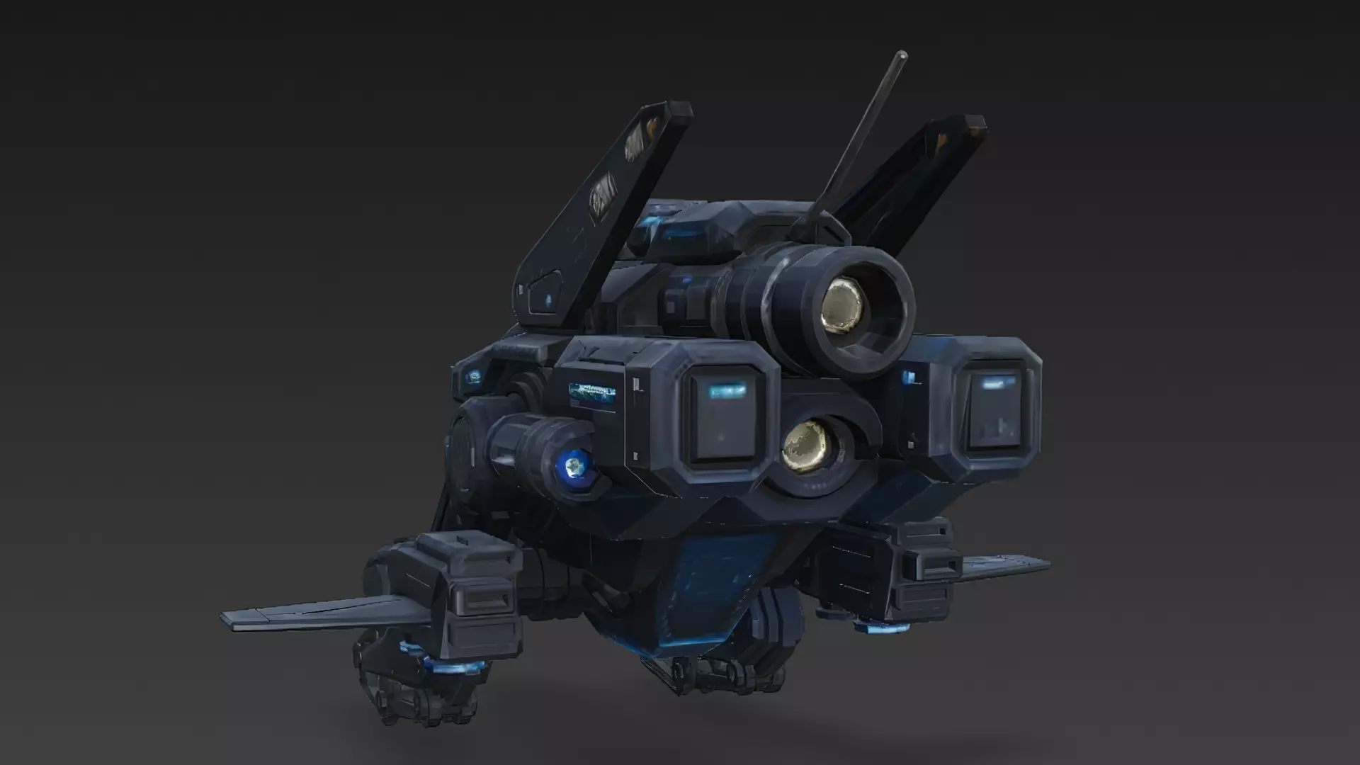 Futuristic Cyber Military Drone Aircraft PBR 3D Model Low-poly 3D model_4