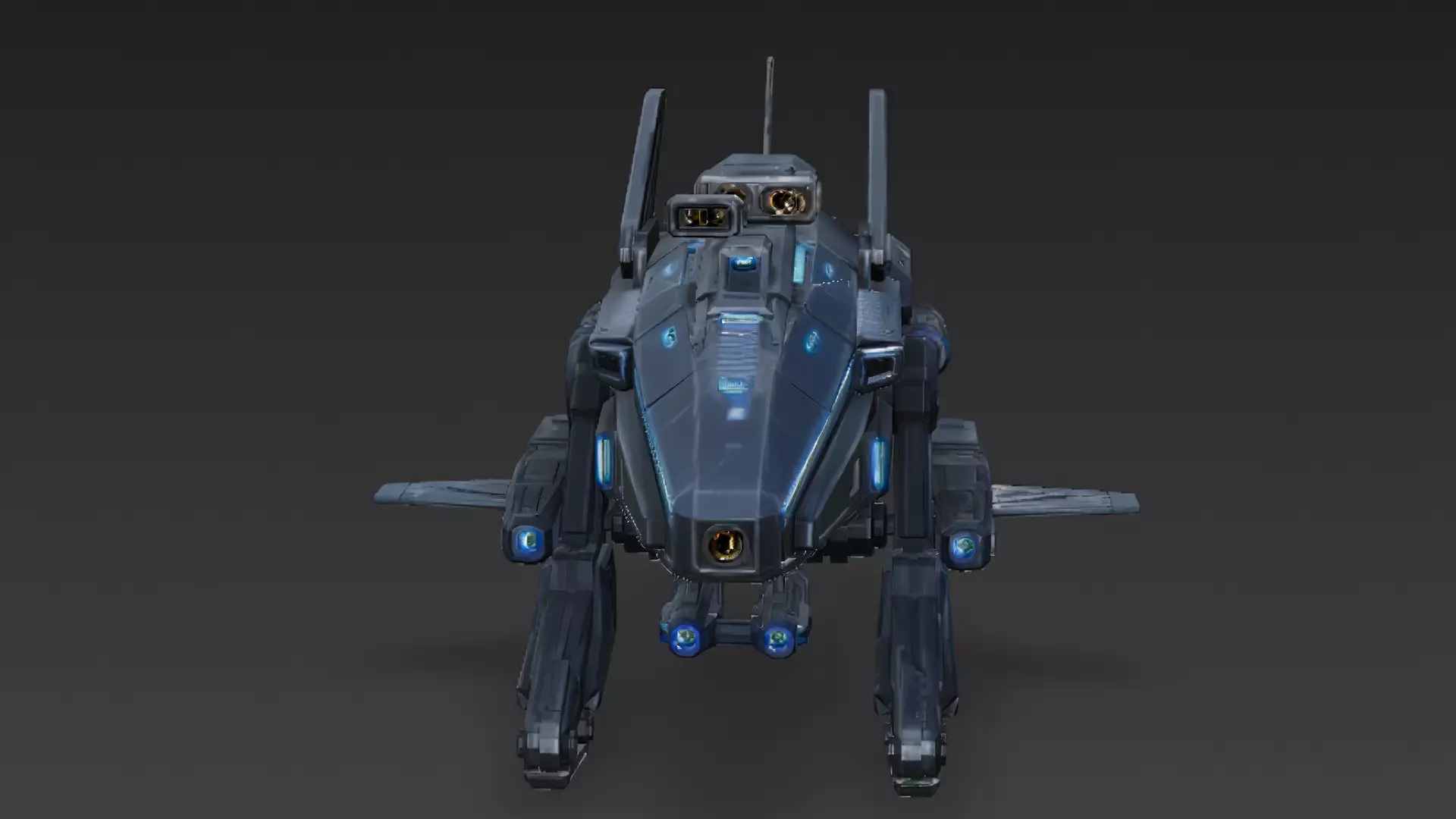 Futuristic Cyber Military Drone Aircraft PBR 3D Model Low-poly 3D model_1