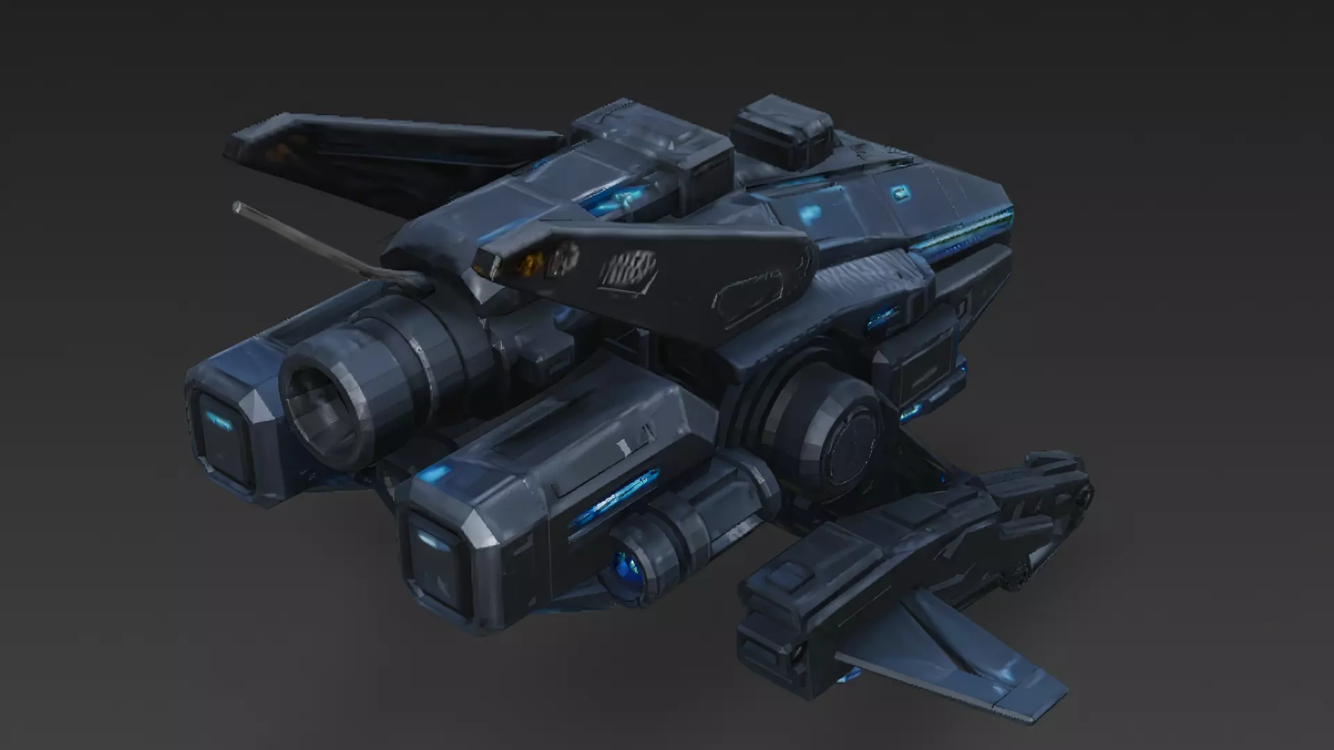 Futuristic Cyber Military Drone Aircraft PBR 3D Model Low-poly 3D model_3