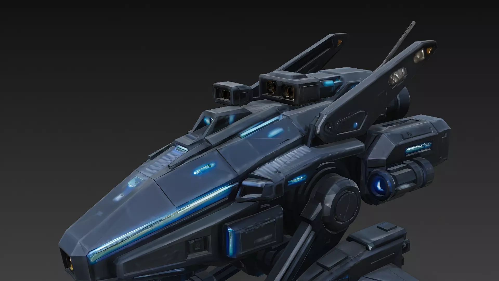 Futuristic Cyber Military Drone Aircraft PBR 3D Model Low-poly 3D model_5