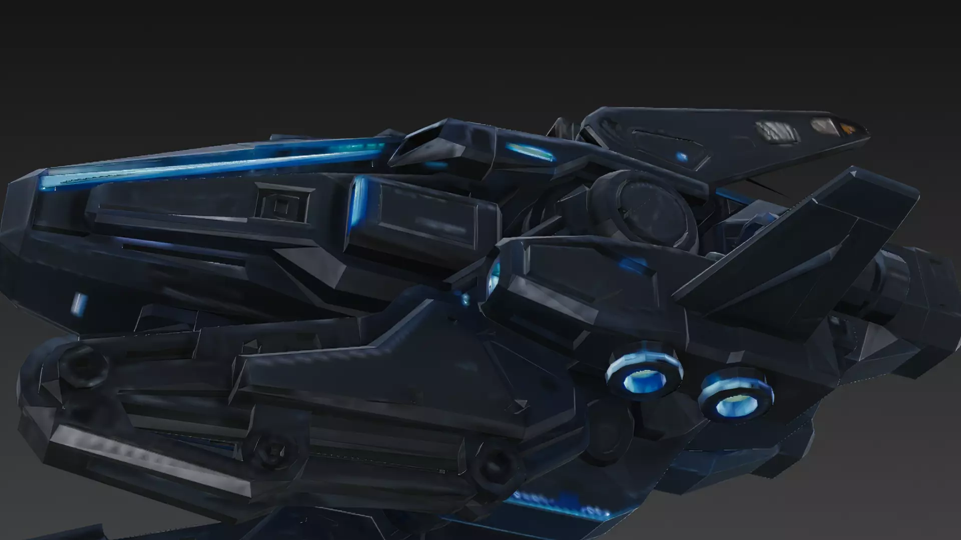 Futuristic Cyber Military Drone Aircraft PBR 3D Model Low-poly 3D model_8