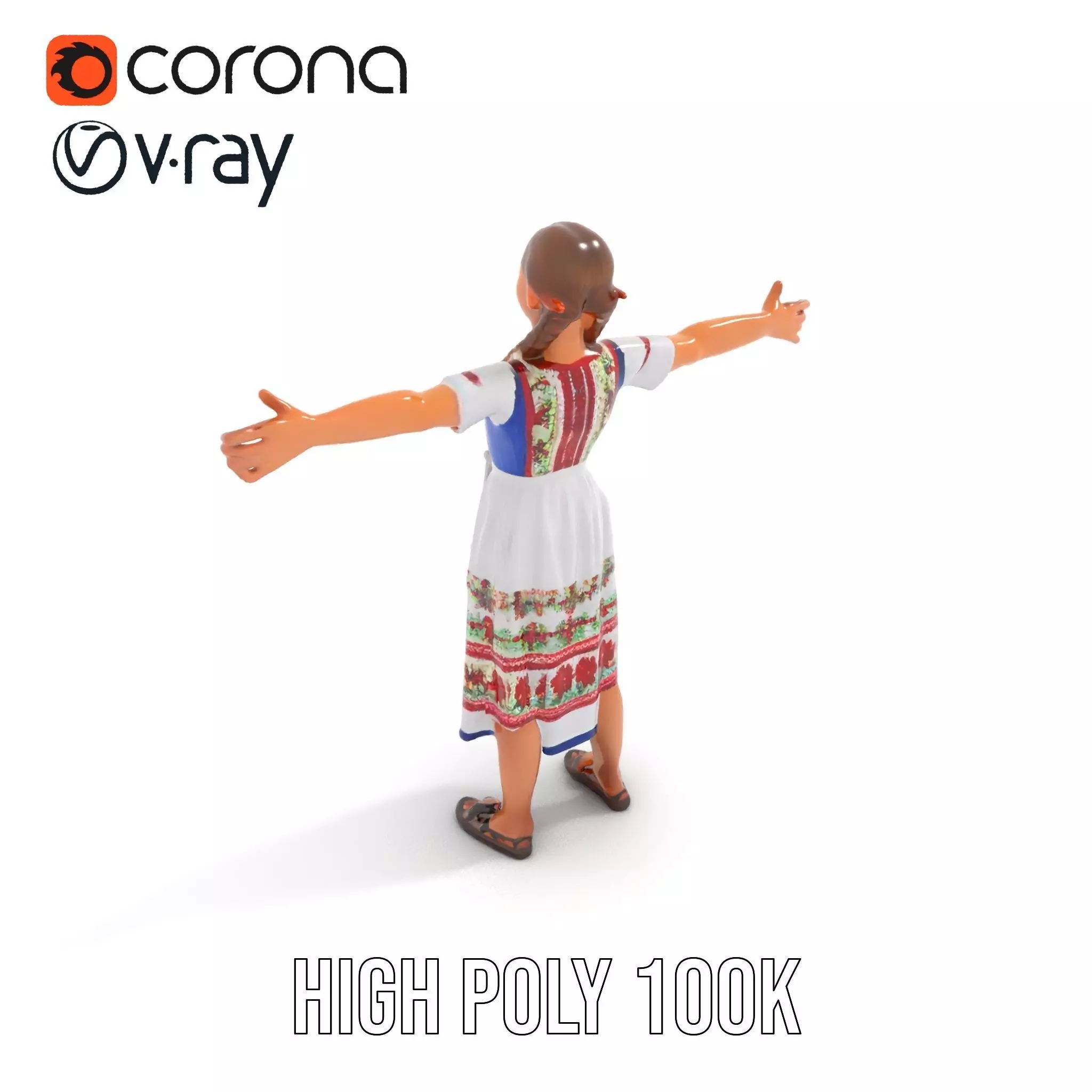 Traditional Folklore Dress model pack Low-poly 3D model_18