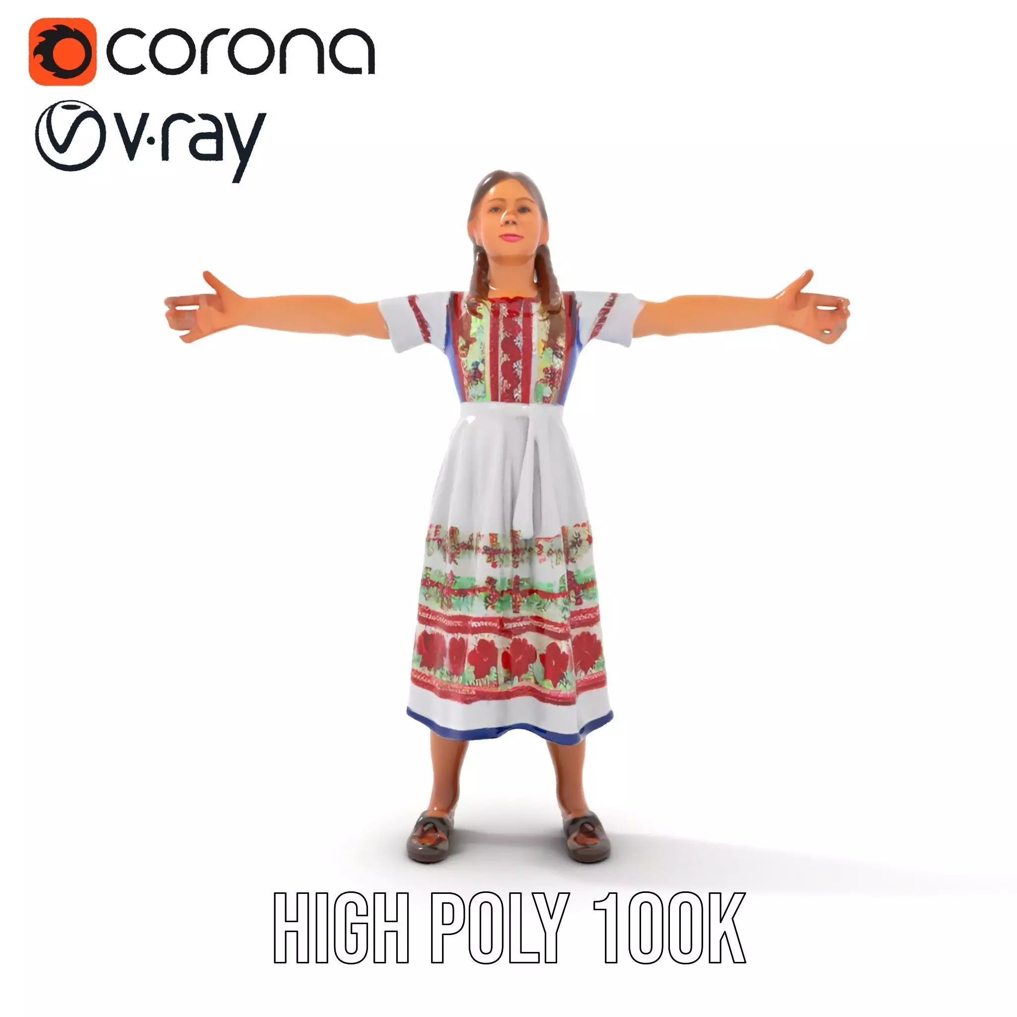 Traditional Folklore Dress model pack Low-poly 3D model_15