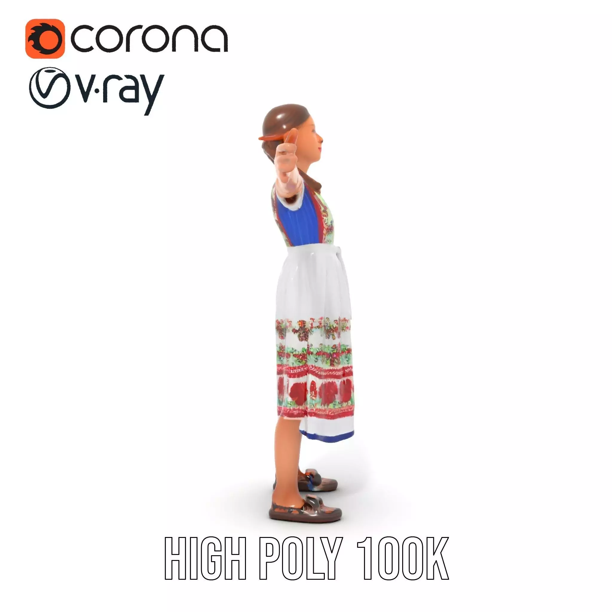 Traditional Folklore Dress model pack Low-poly 3D model_24