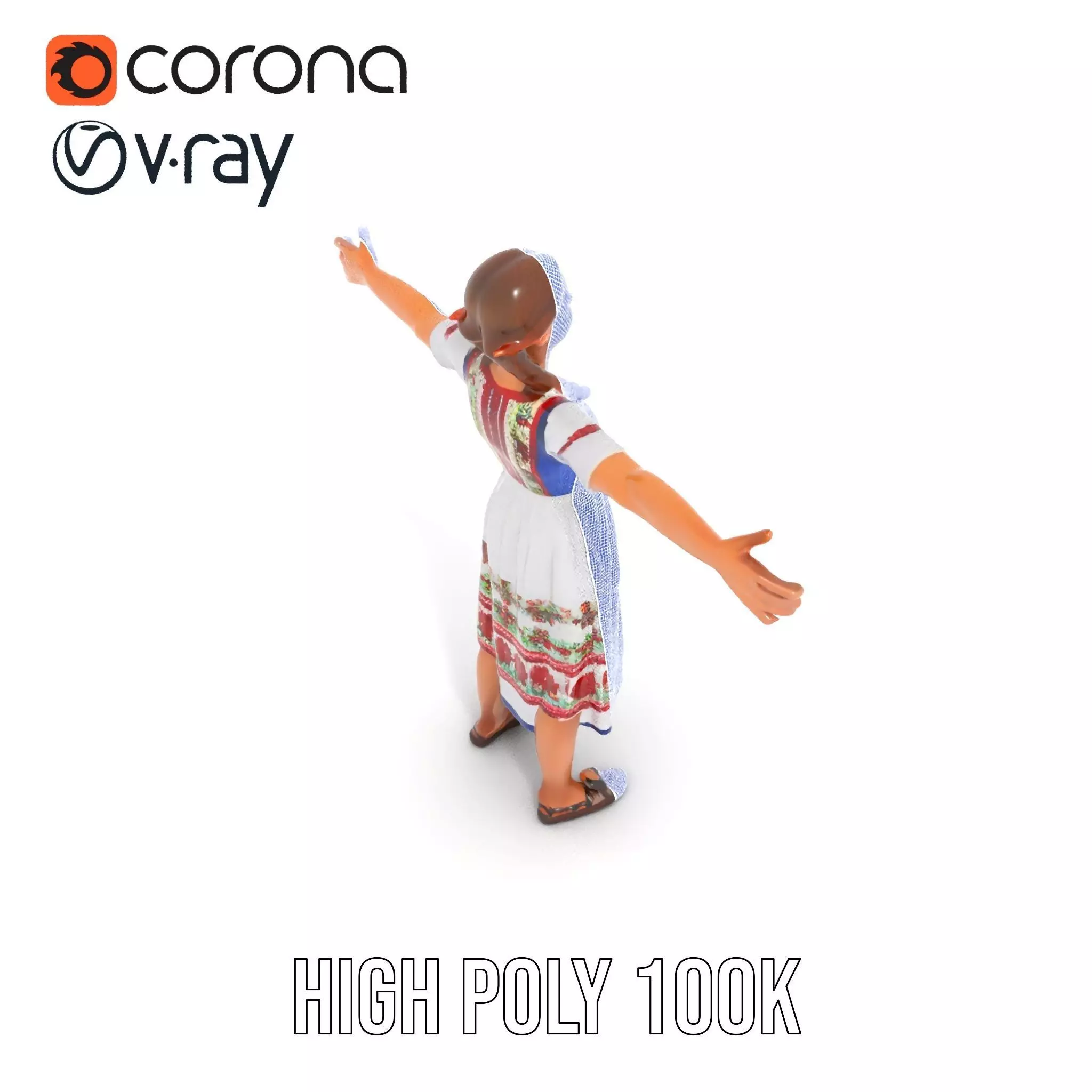 Traditional Folklore Dress model pack Low-poly 3D model_32