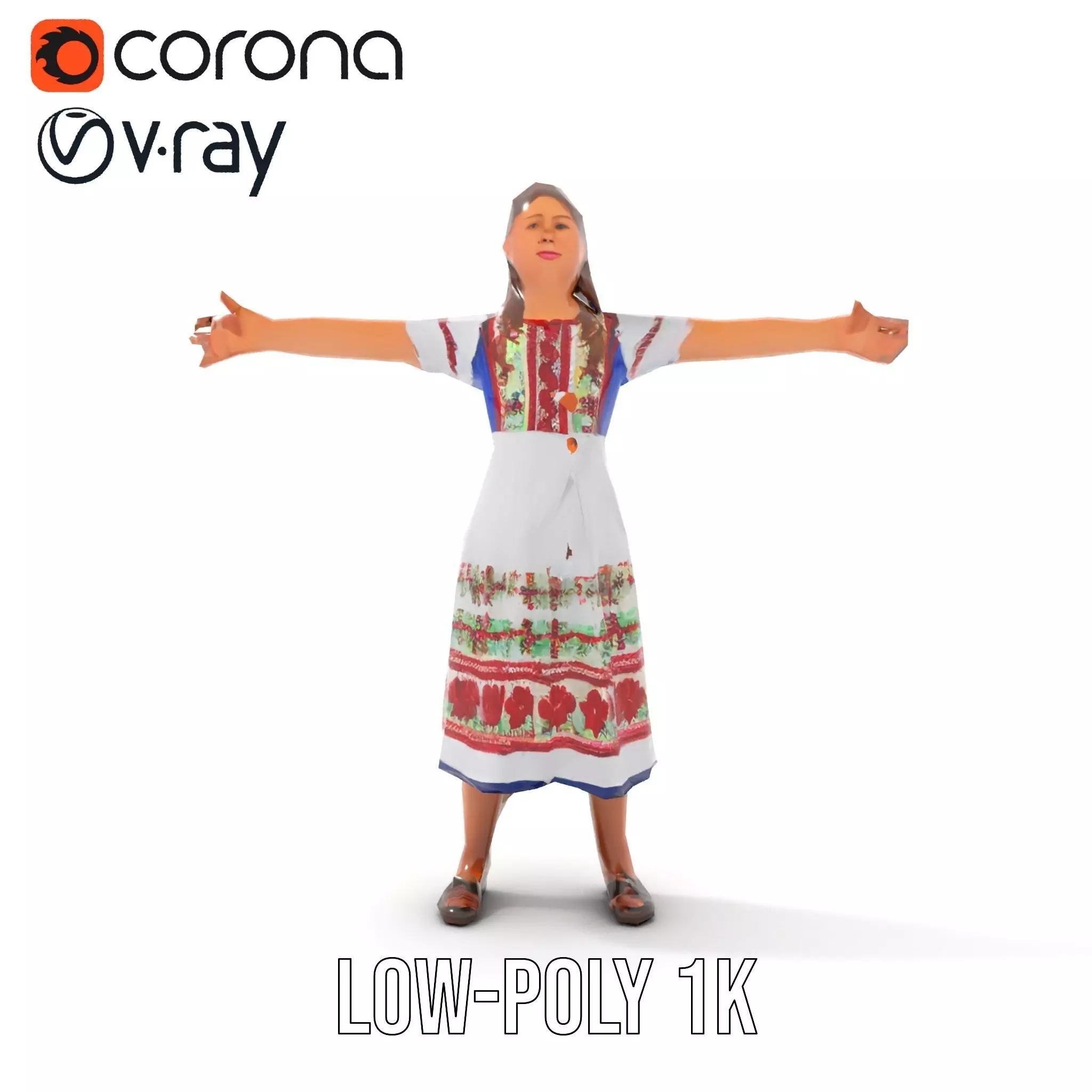 Traditional Folklore Dress model pack Low-poly 3D model_9
