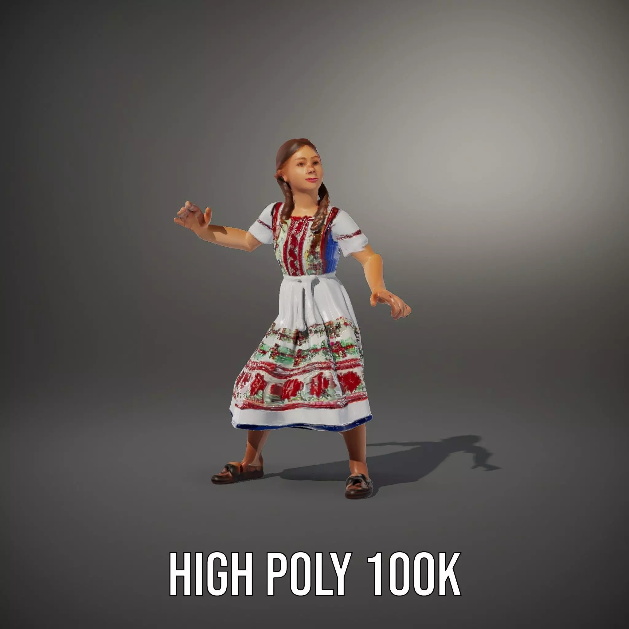 Traditional Folklore Dress model pack Low-poly 3D model_8
