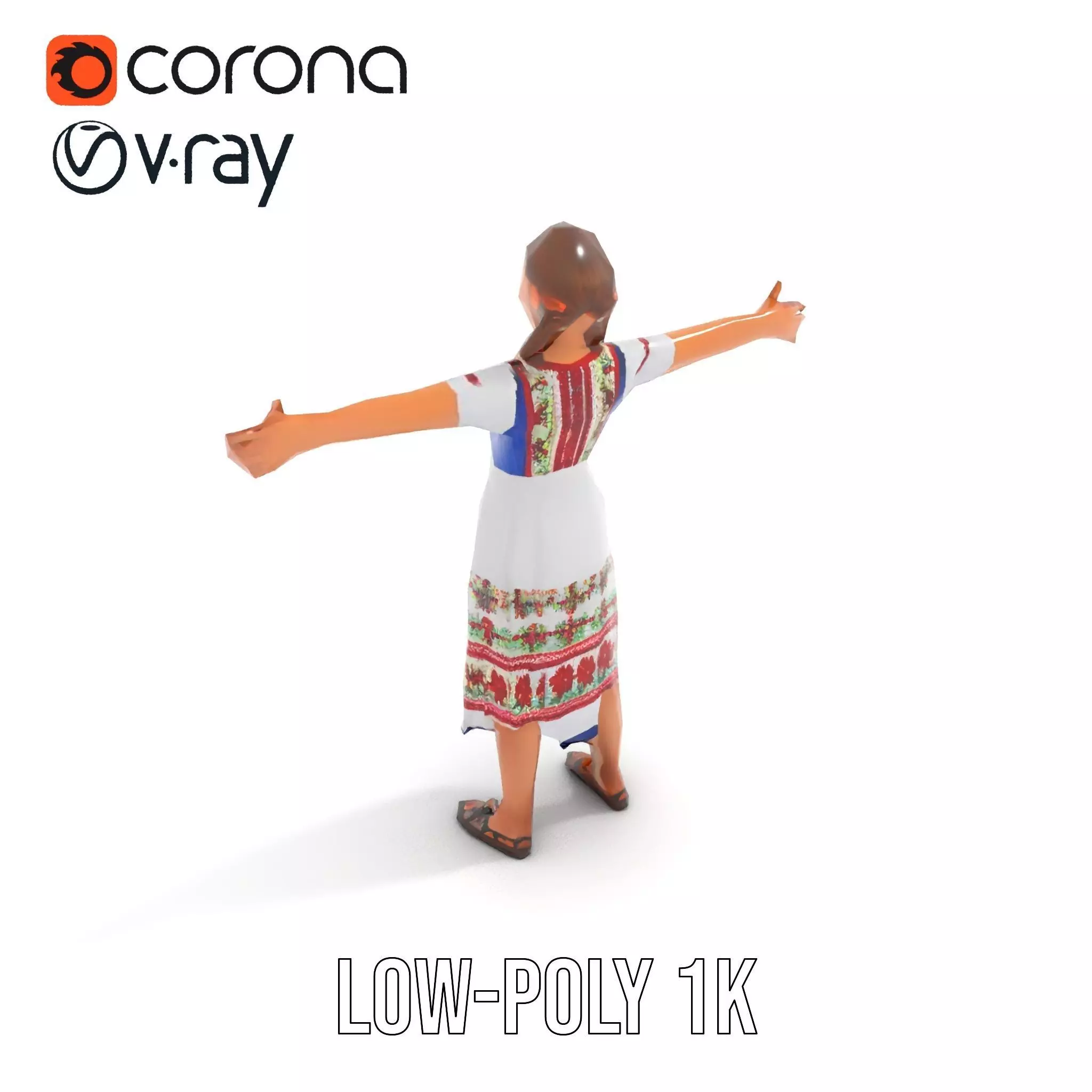 Traditional Folklore Dress model pack Low-poly 3D model_14