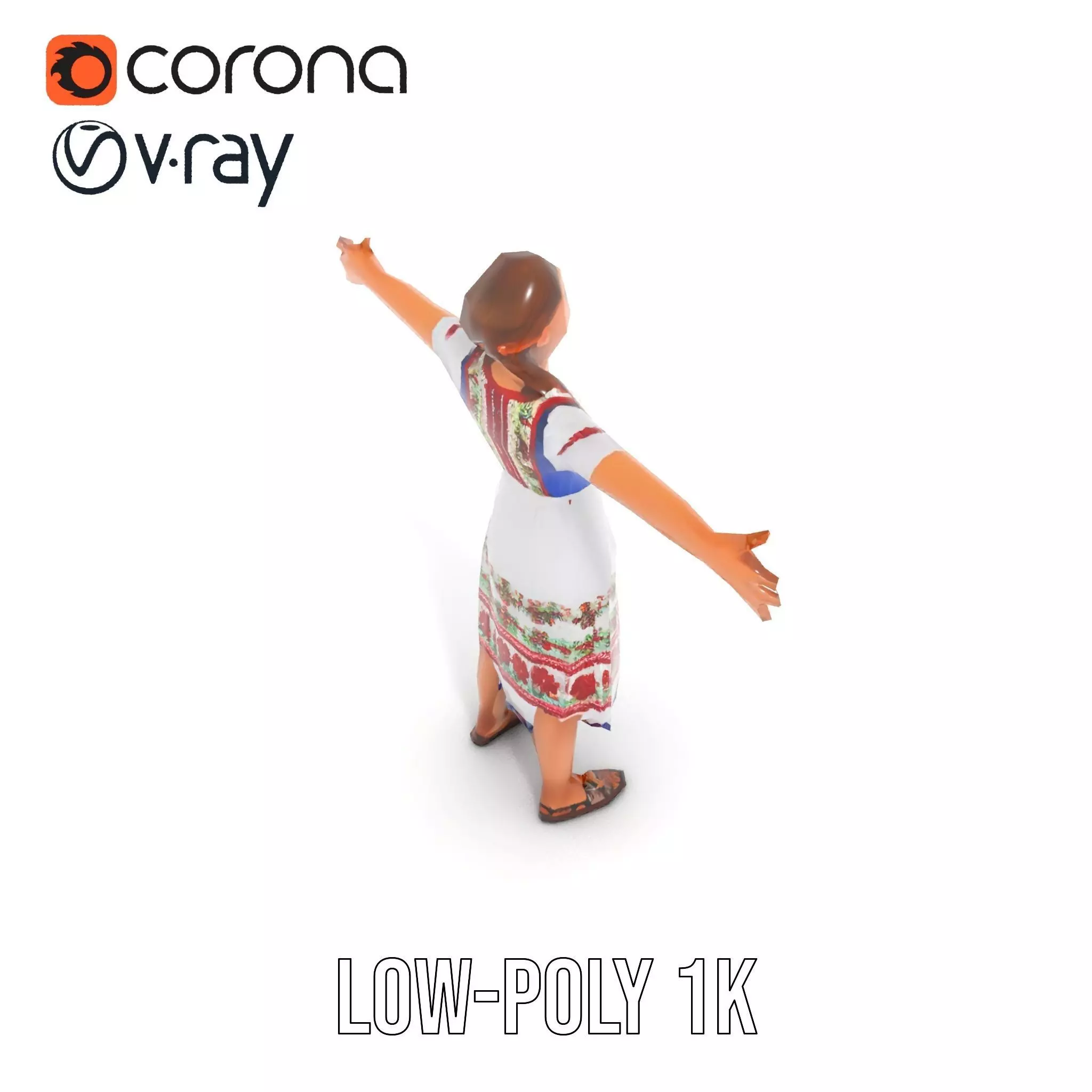 Traditional Folklore Dress model pack Low-poly 3D model_12