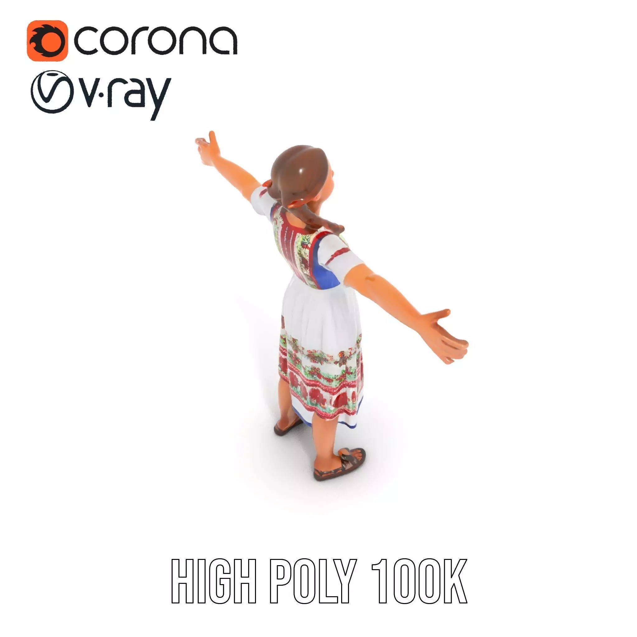 Traditional Folklore Dress model pack Low-poly 3D model_21