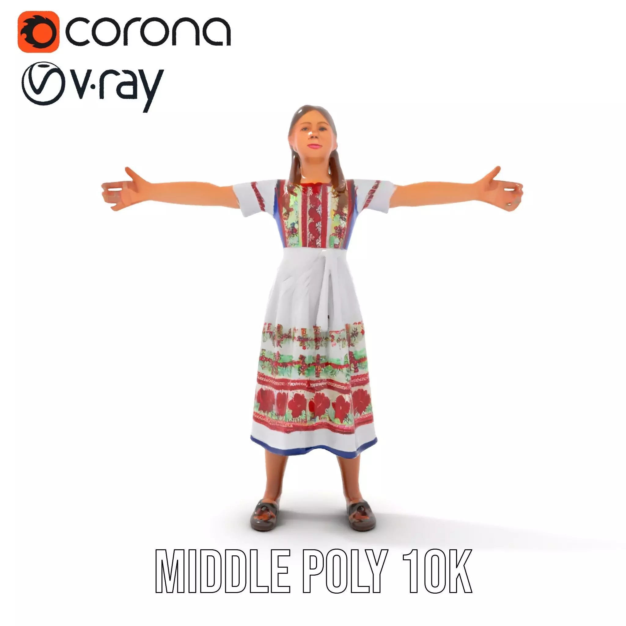 Traditional Folklore Dress model pack Low-poly 3D model_13