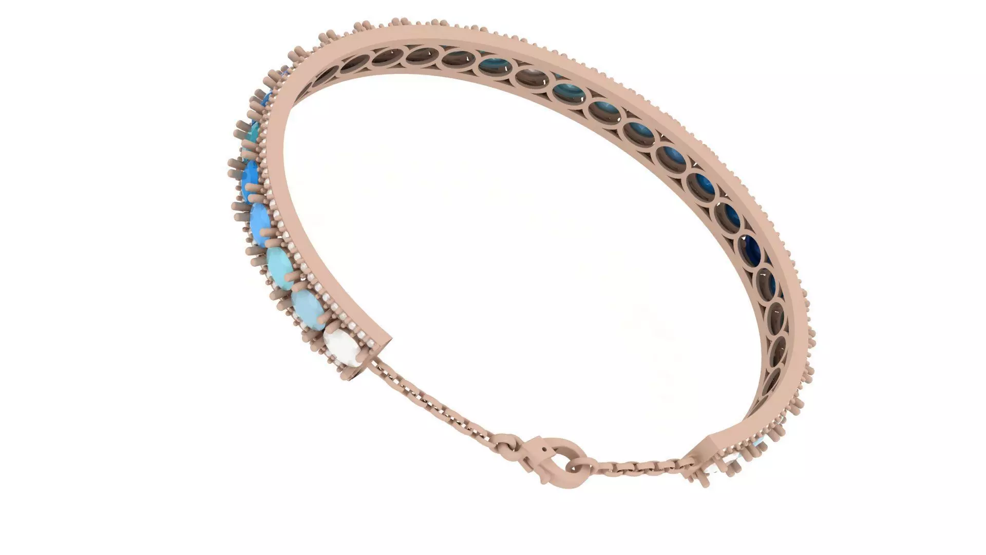 Oval multi color bracelet 0055 3D print model_3