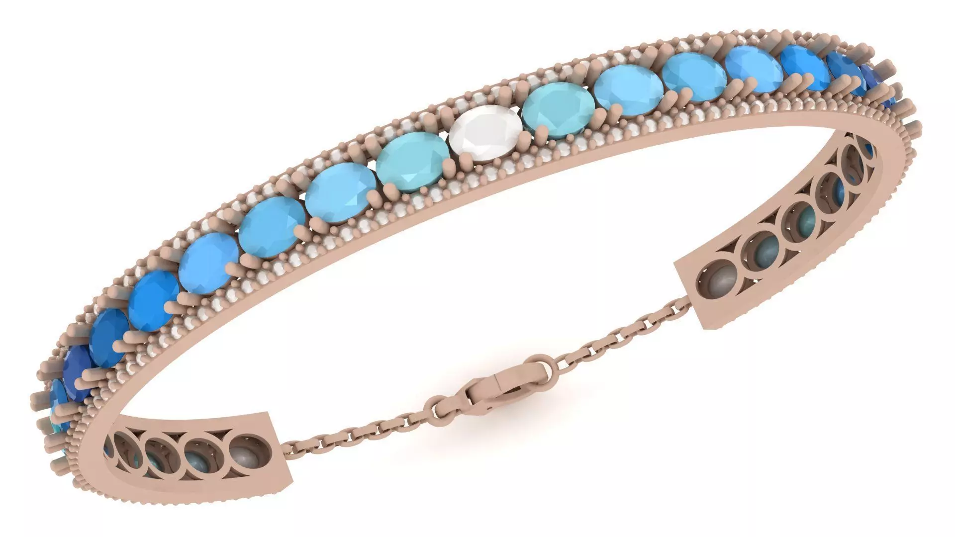 Oval multi color bracelet 0055 3D print model_0