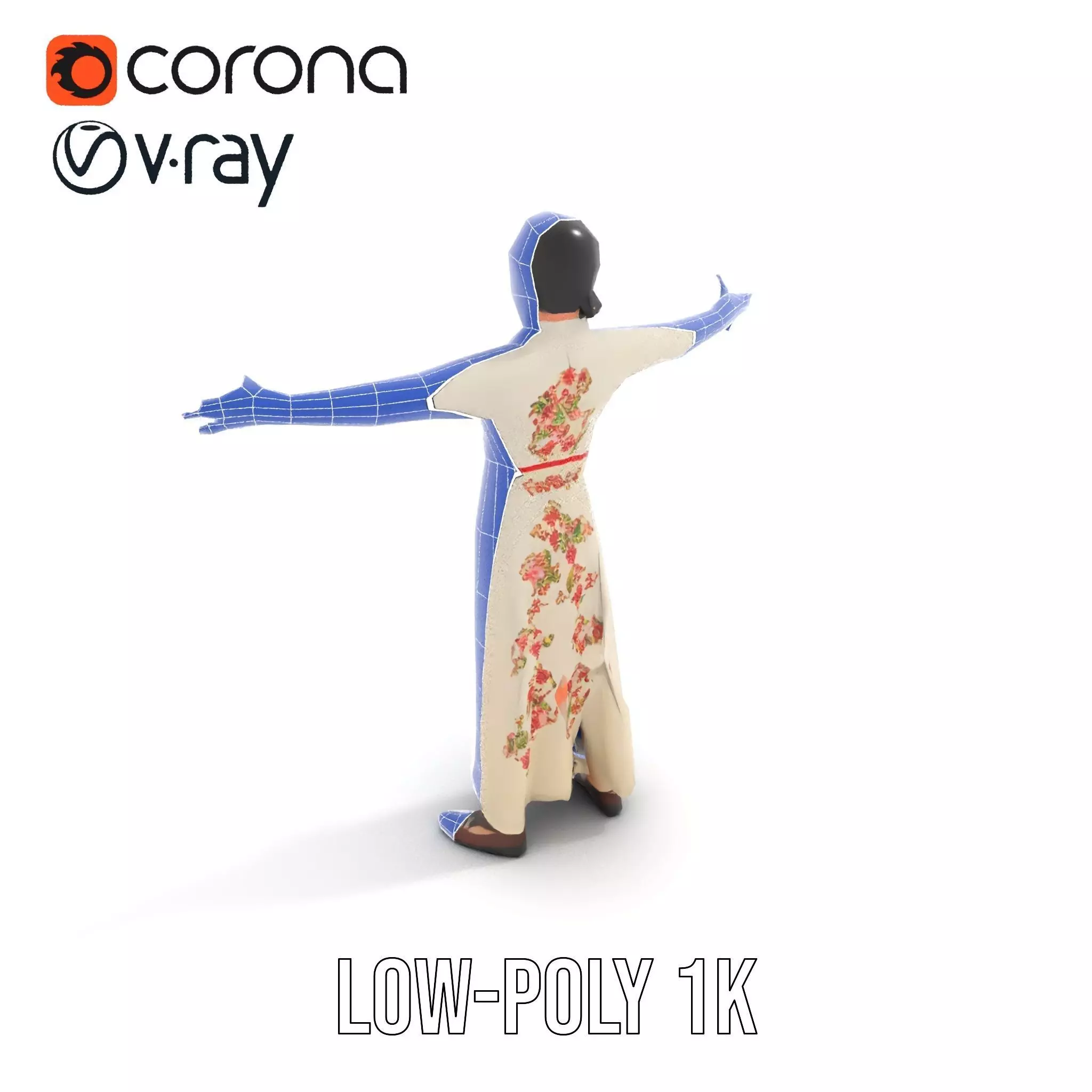 Elegant Floral Dress model pack Low-poly 3D model_25