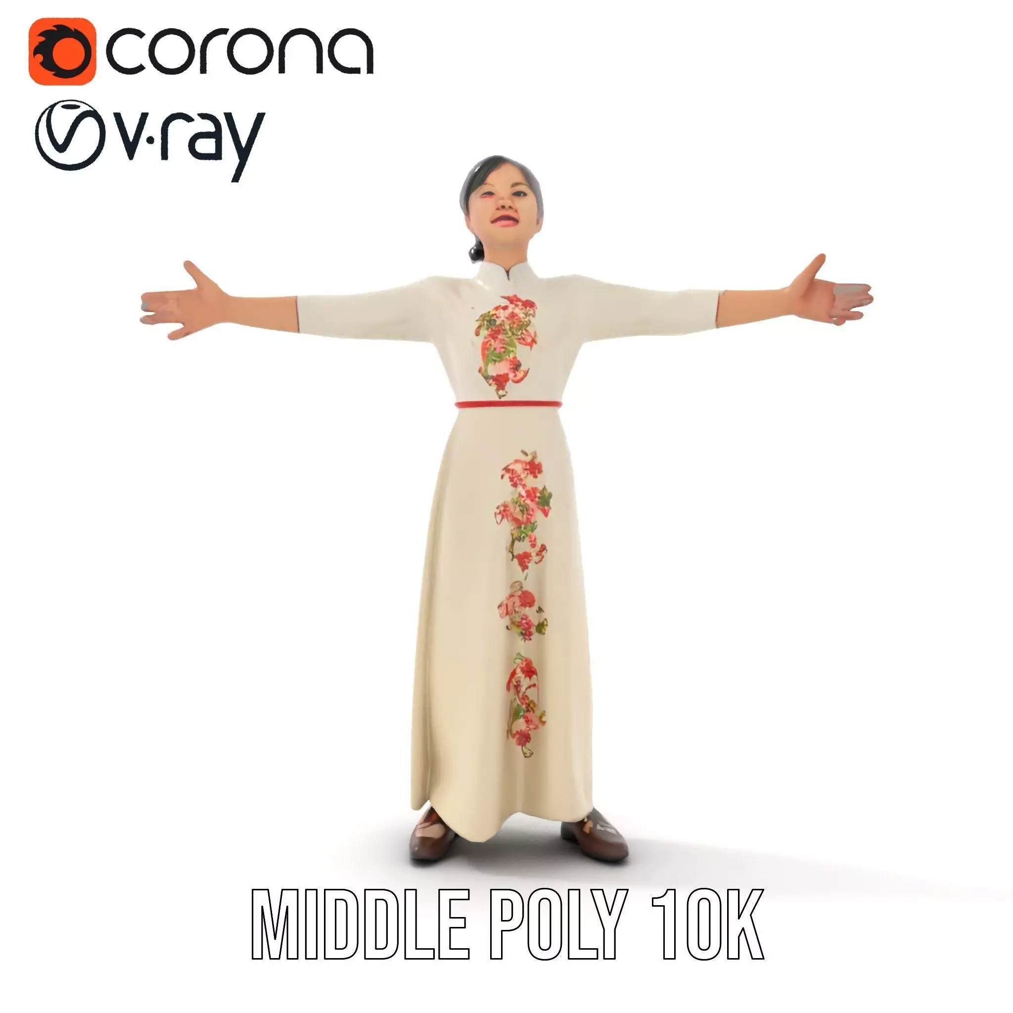 Elegant Floral Dress model pack Low-poly 3D model_16