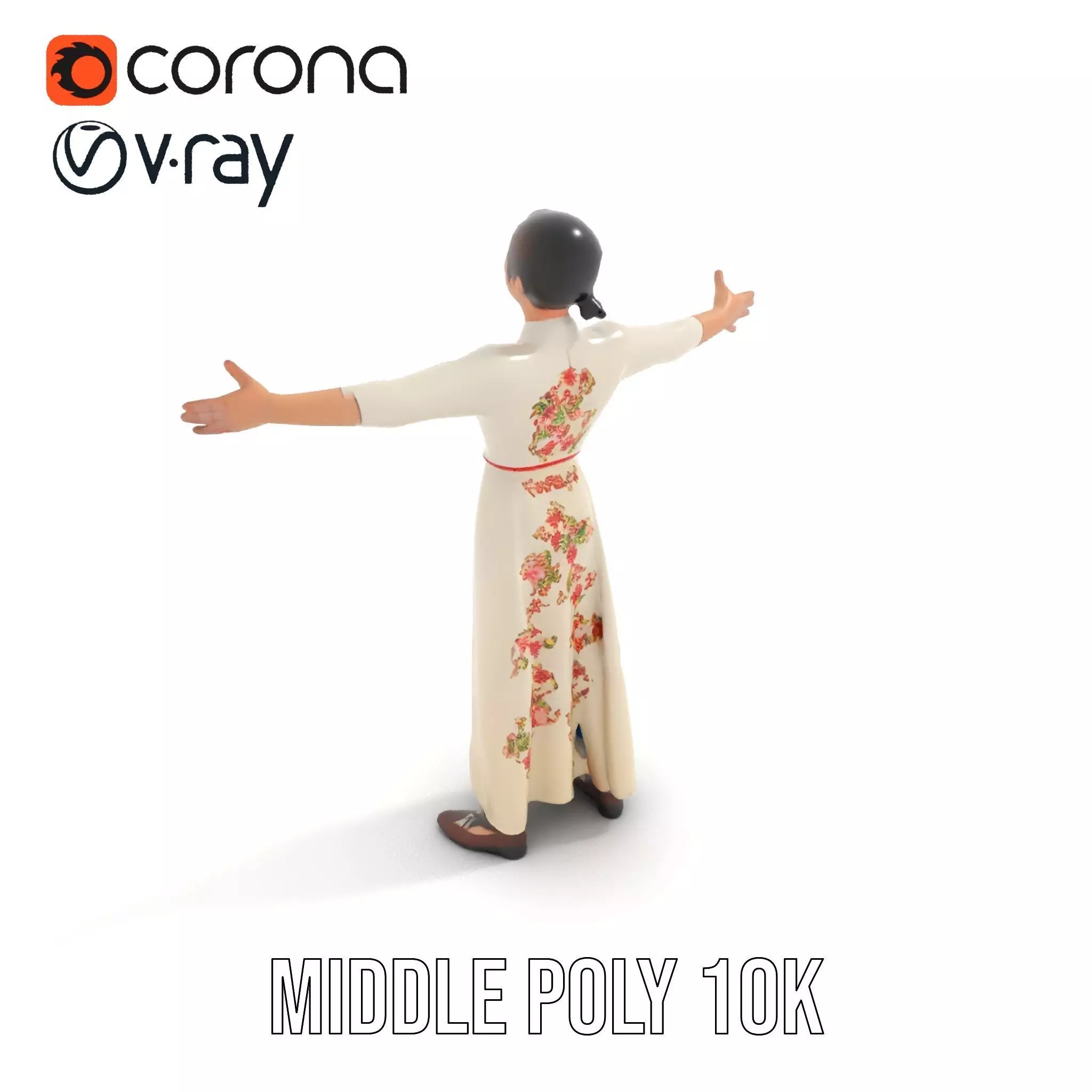 Elegant Floral Dress model pack Low-poly 3D model_5