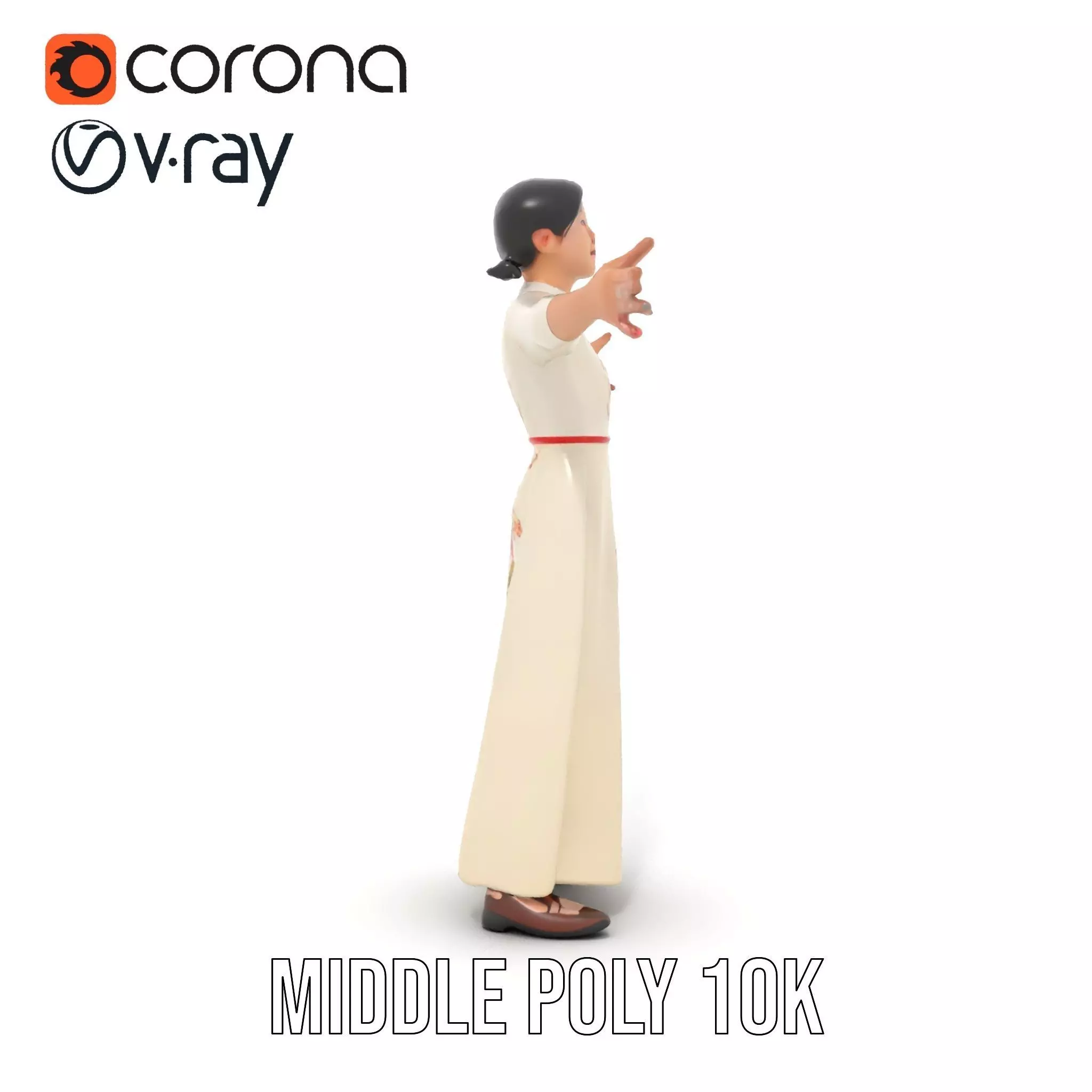 Elegant Floral Dress model pack Low-poly 3D model_24