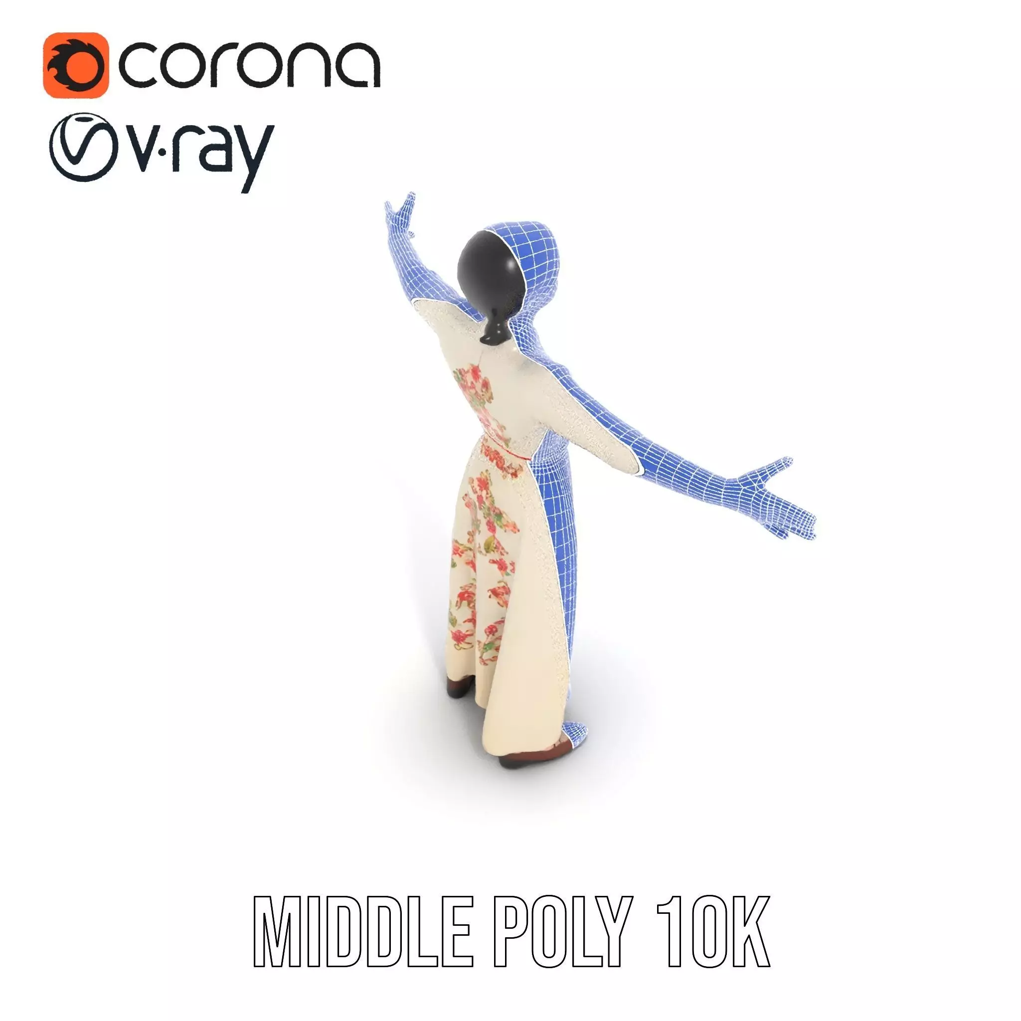 Elegant Floral Dress model pack Low-poly 3D model_19