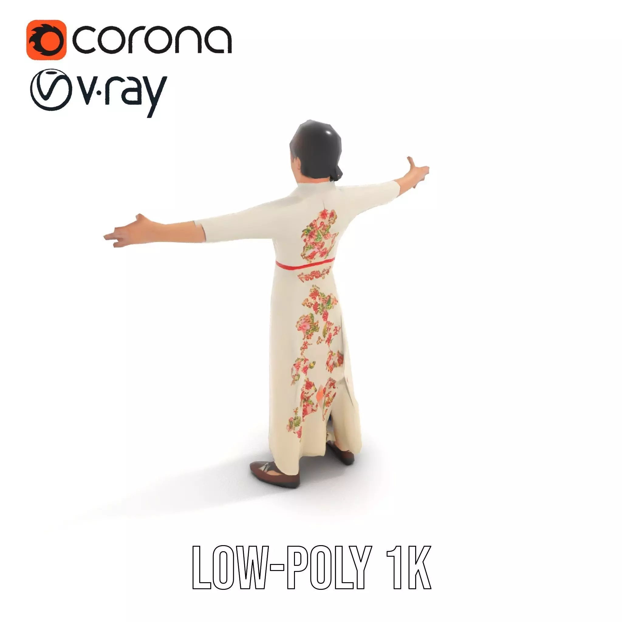 Elegant Floral Dress model pack Low-poly 3D model_15