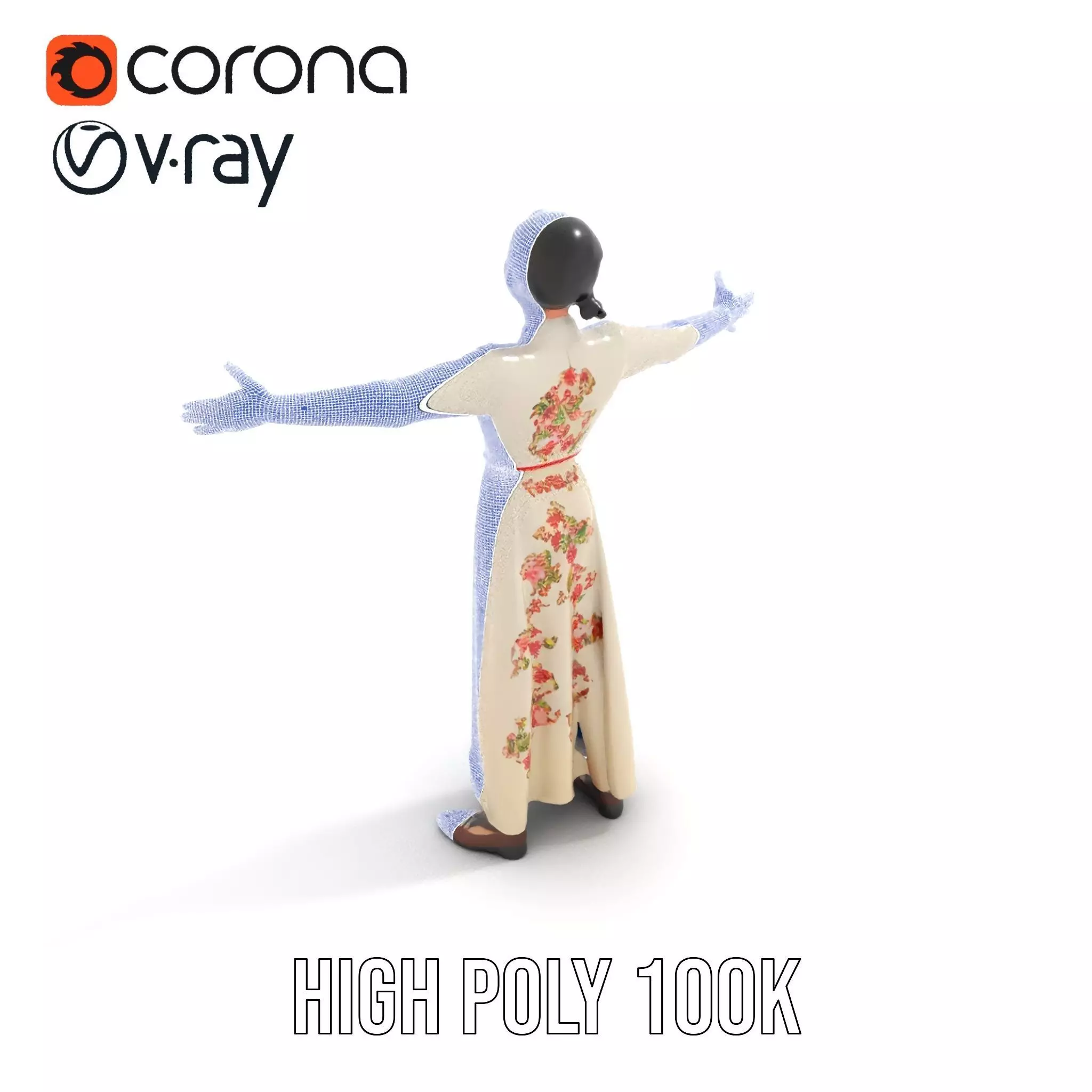 Elegant Floral Dress model pack Low-poly 3D model_28