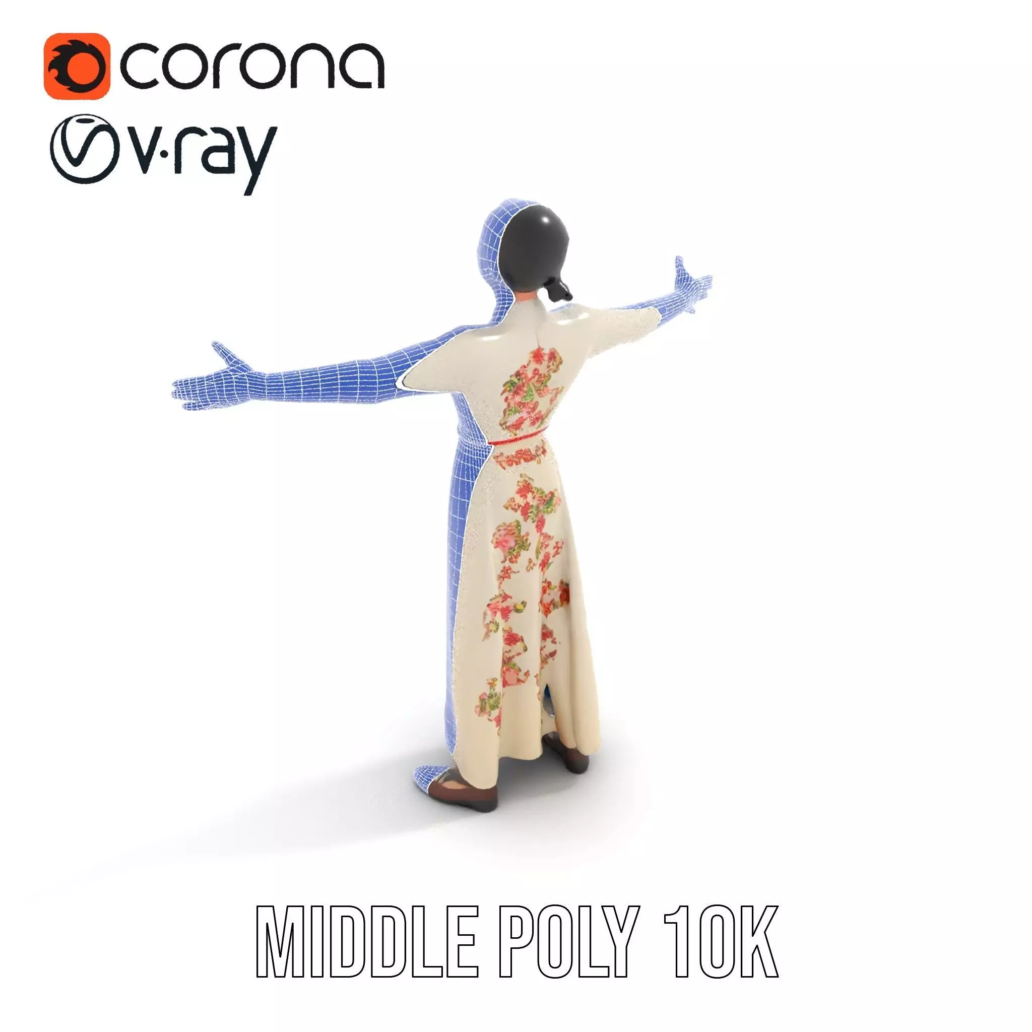 Elegant Floral Dress model pack Low-poly 3D model_14