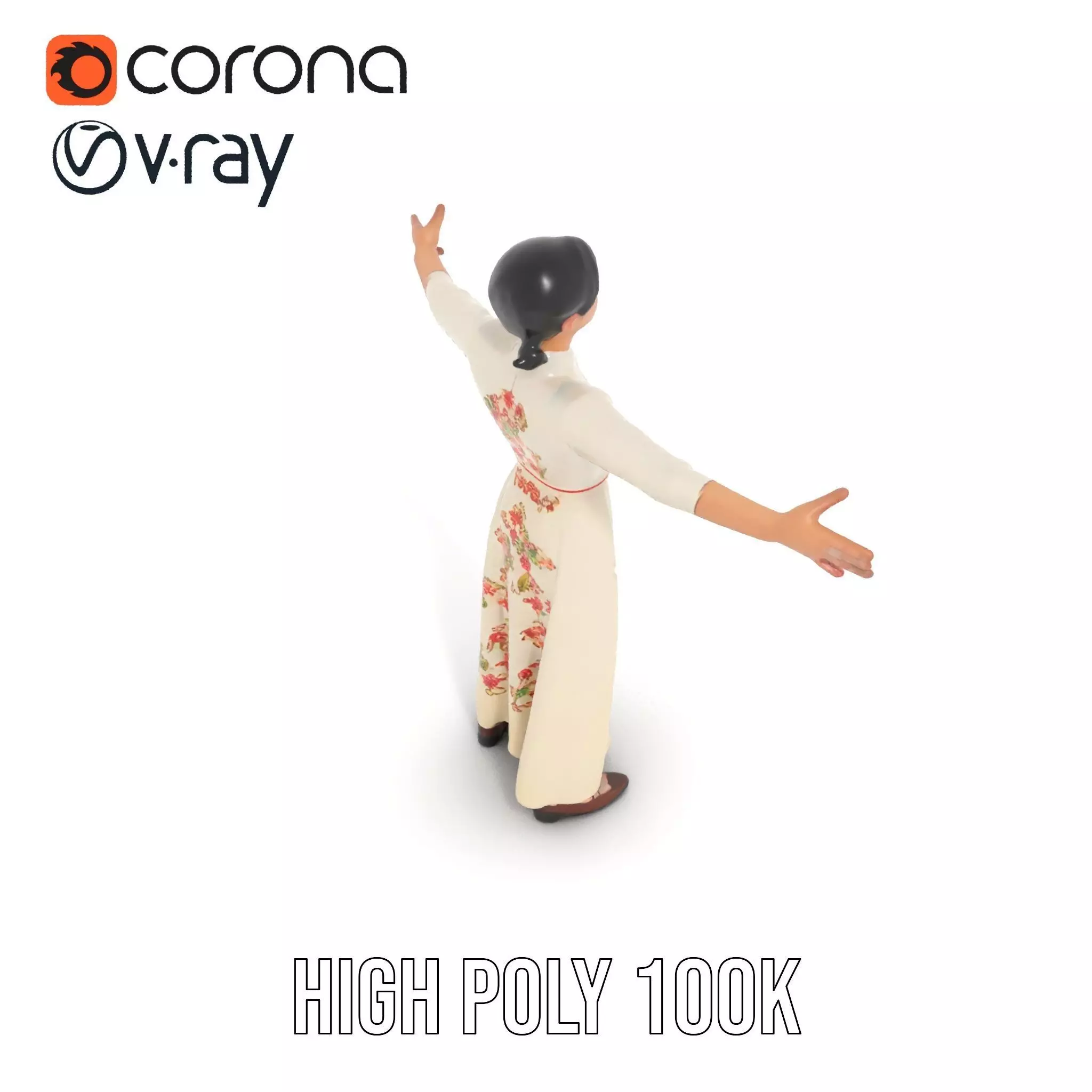 Elegant Floral Dress model pack Low-poly 3D model_18