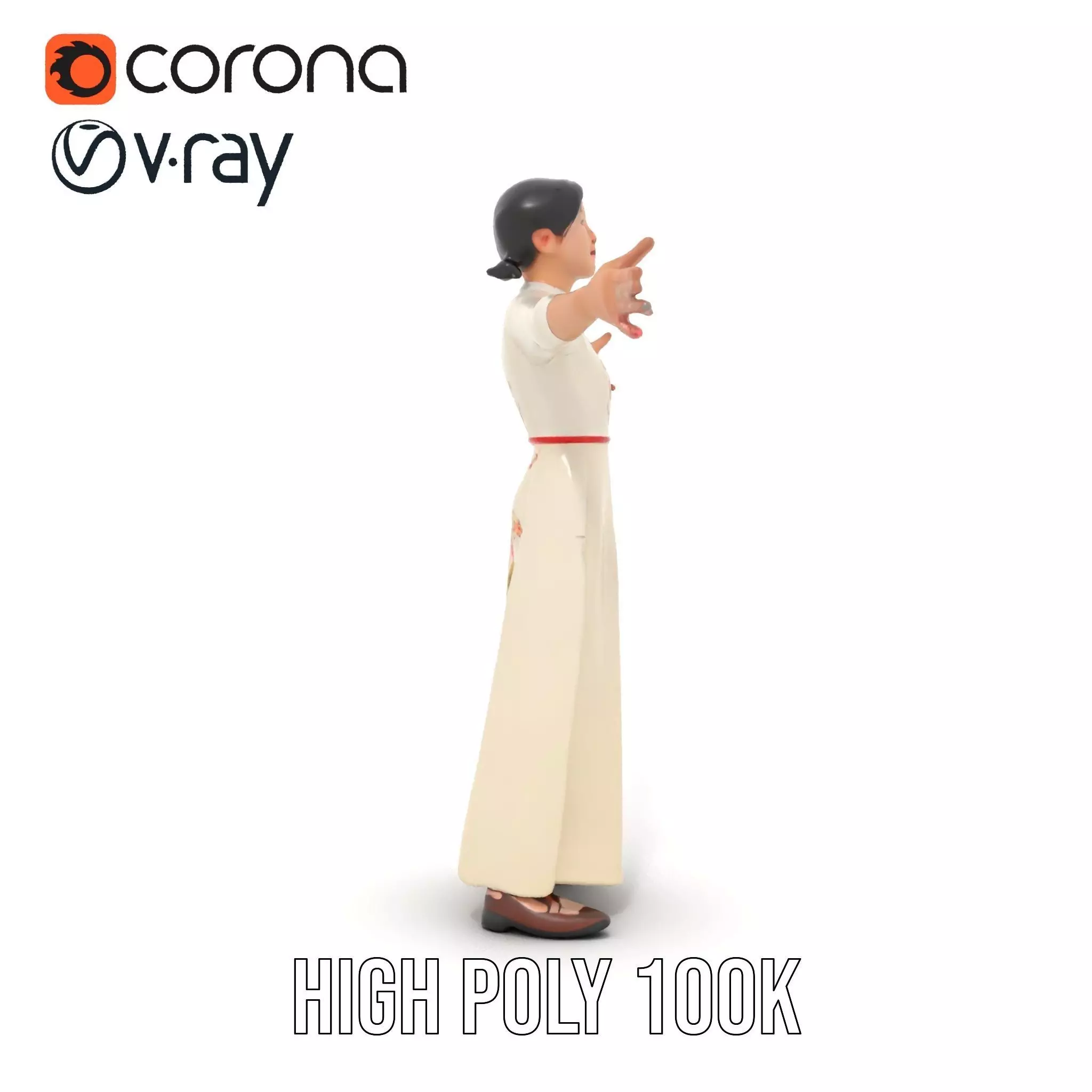 Elegant Floral Dress model pack Low-poly 3D model_23