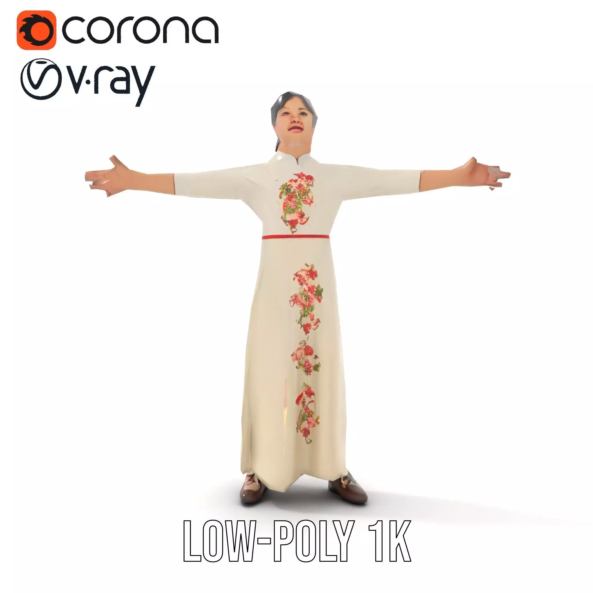 Elegant Floral Dress model pack Low-poly 3D model_12