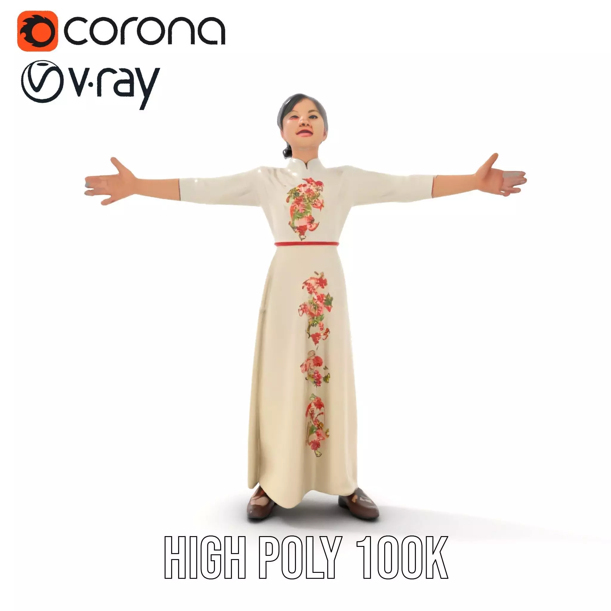 Elegant Floral Dress model pack Low-poly 3D model_32