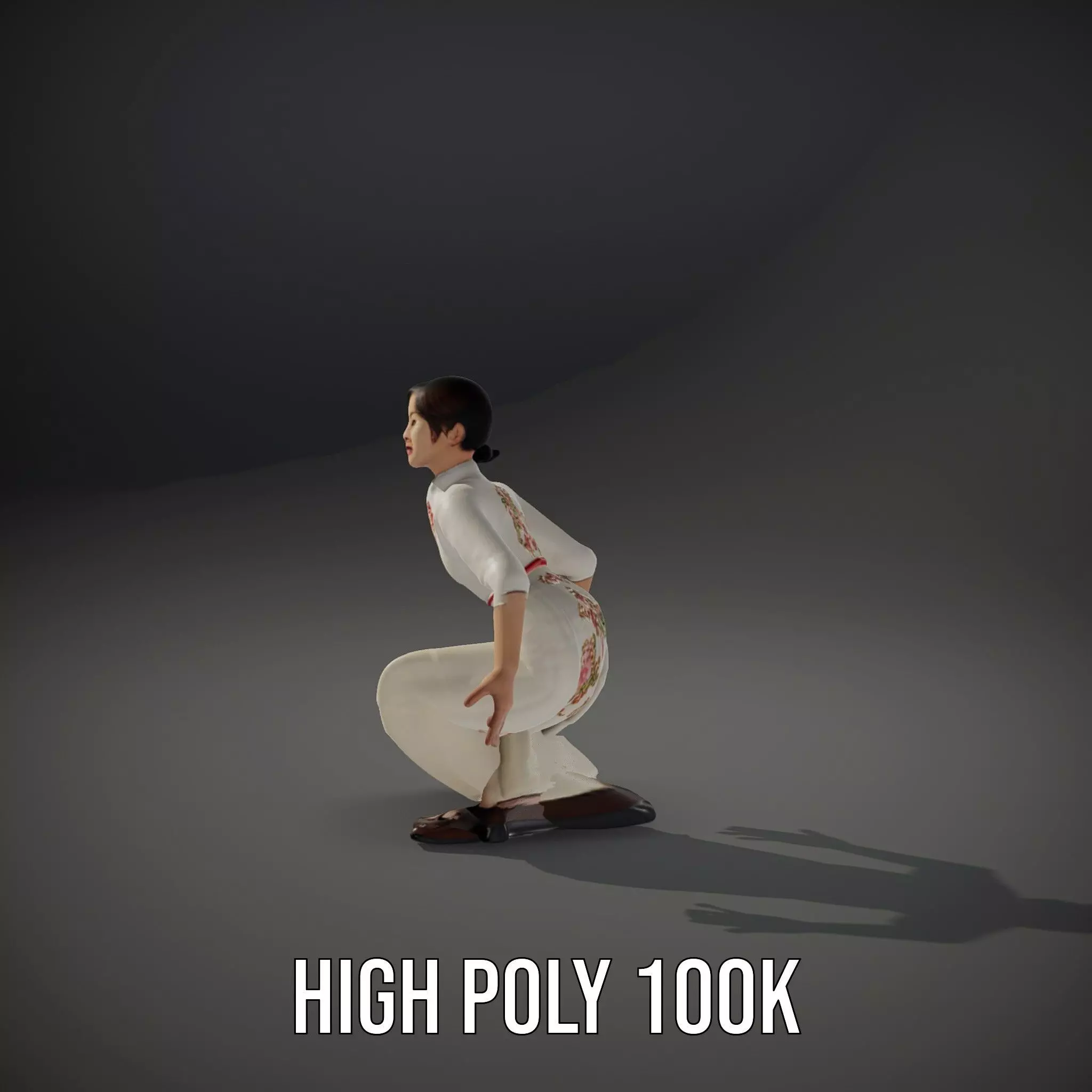 Elegant Floral Dress model pack Low-poly 3D model_10